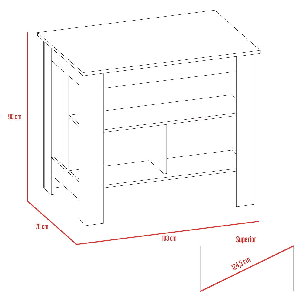 Cala Kitchen Island White/Light Oak ZF - Imagen 4