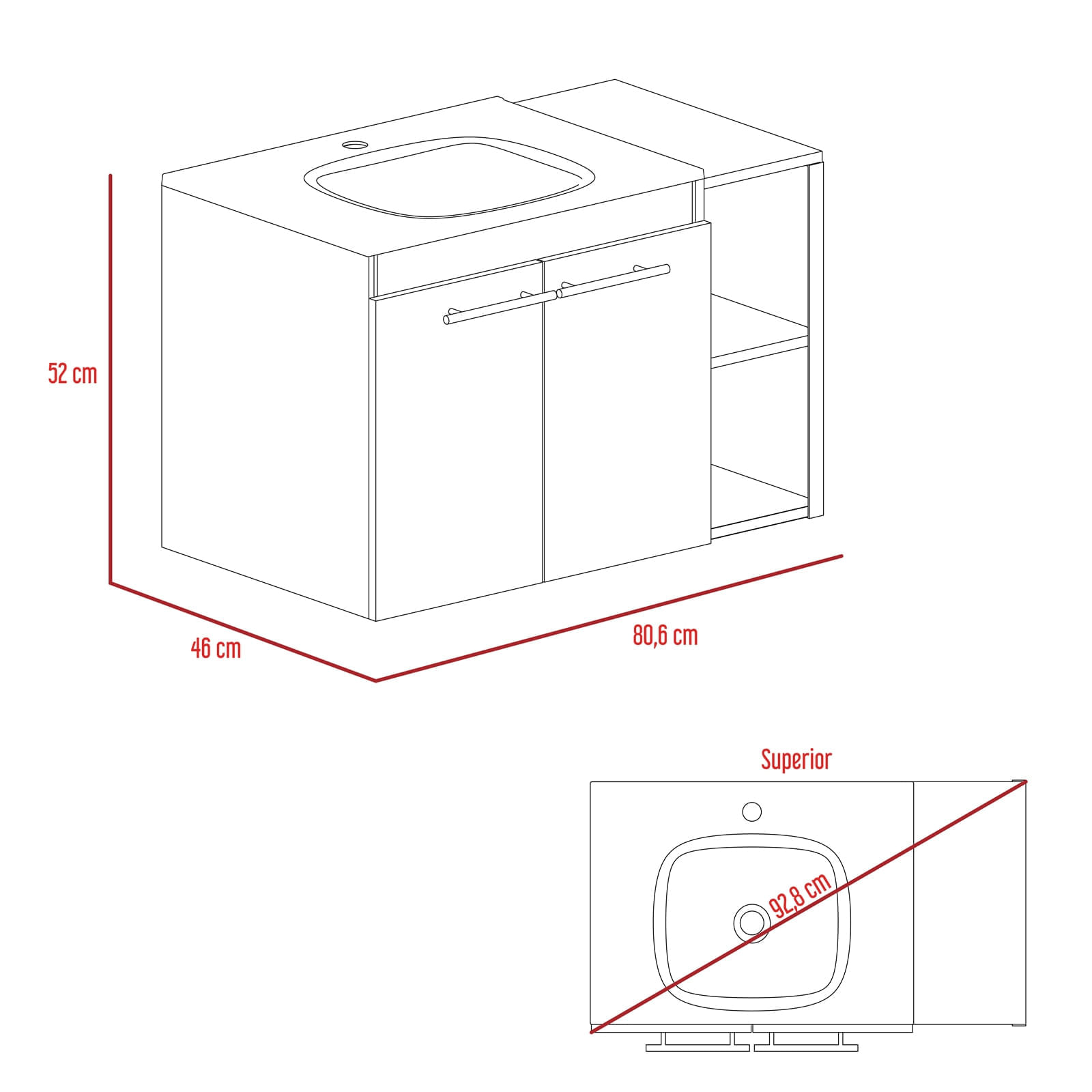Mueble Lavamanos Khari 88 Flotante RTA Duna - Imagen 7
