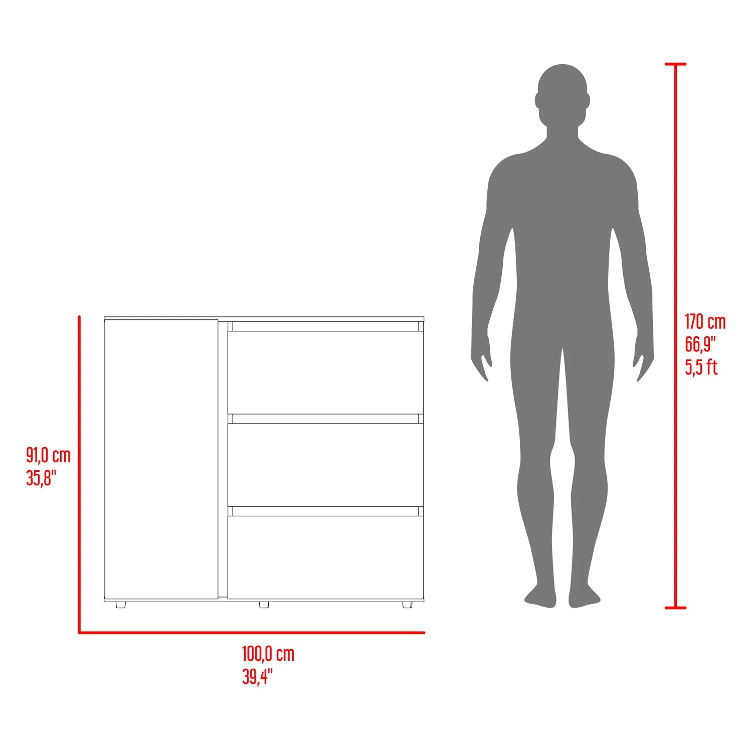 Comoda Niza 91X100X41 RTA Bardolino Blanco - Imagen 8