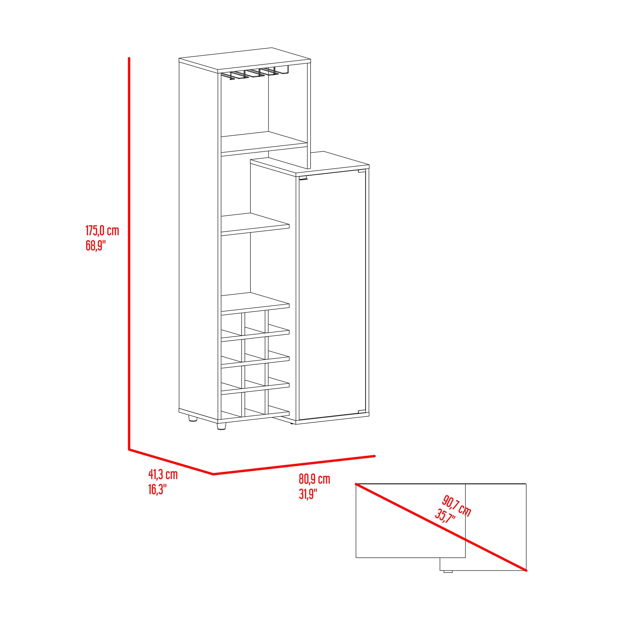 Bar Ozzy 175X80X41 RTA Wengue Milan - Imagen 8