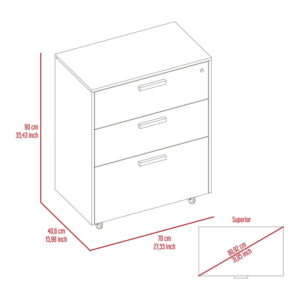 Gabinete Bajo 3 Cajones 90X70X40 RTA Wengue ZF - Imagen 10