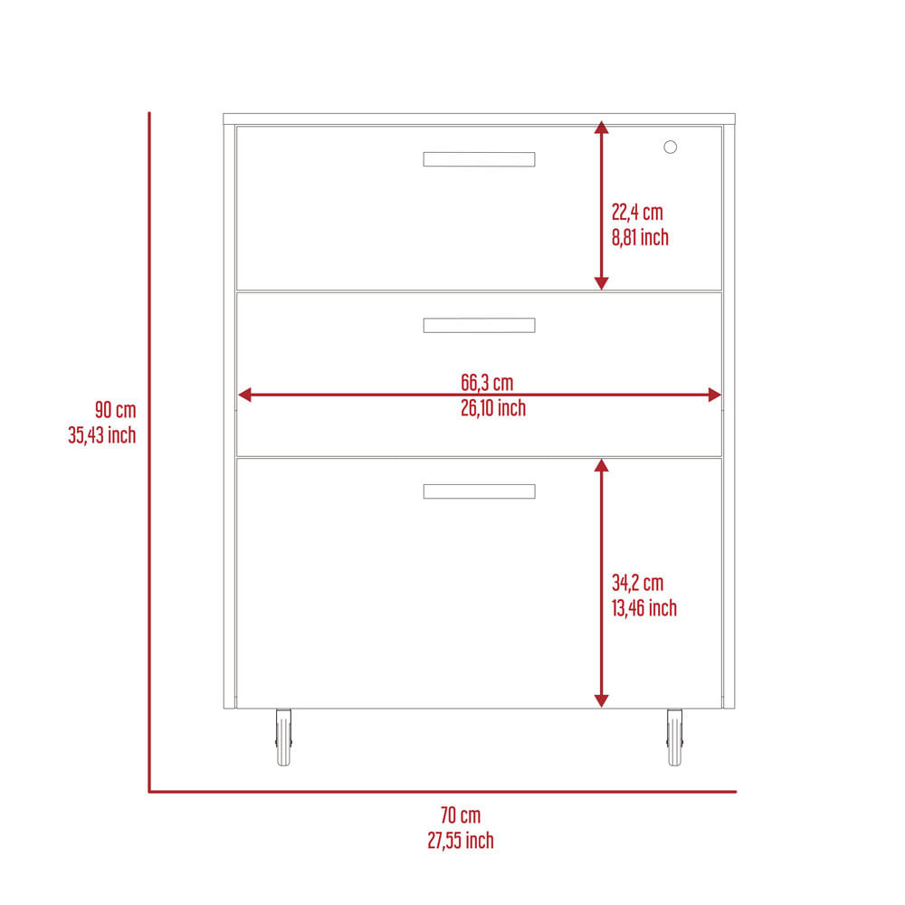 Gabinete Bajo 3 Cajones 90X70X40 RTA Wengue ZF - Imagen 11
