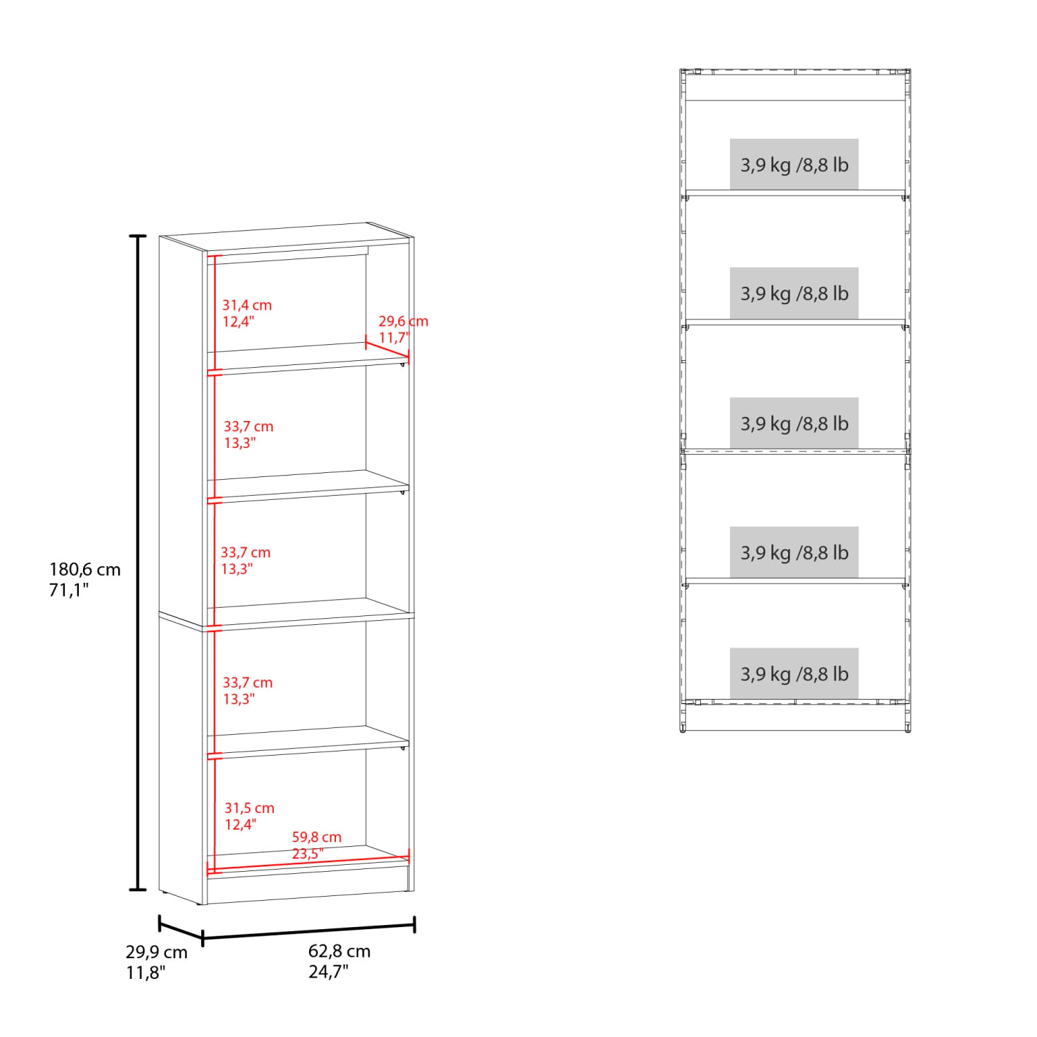 Estante Home E3 5 Espacios 180X62x29 RTA Milan Blanco - Imagen 7