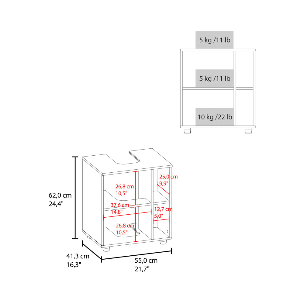 Mueble para Lavamanos Pascuale 62X55X41 RTA Blanco Fresno  ZF - Imagen 8