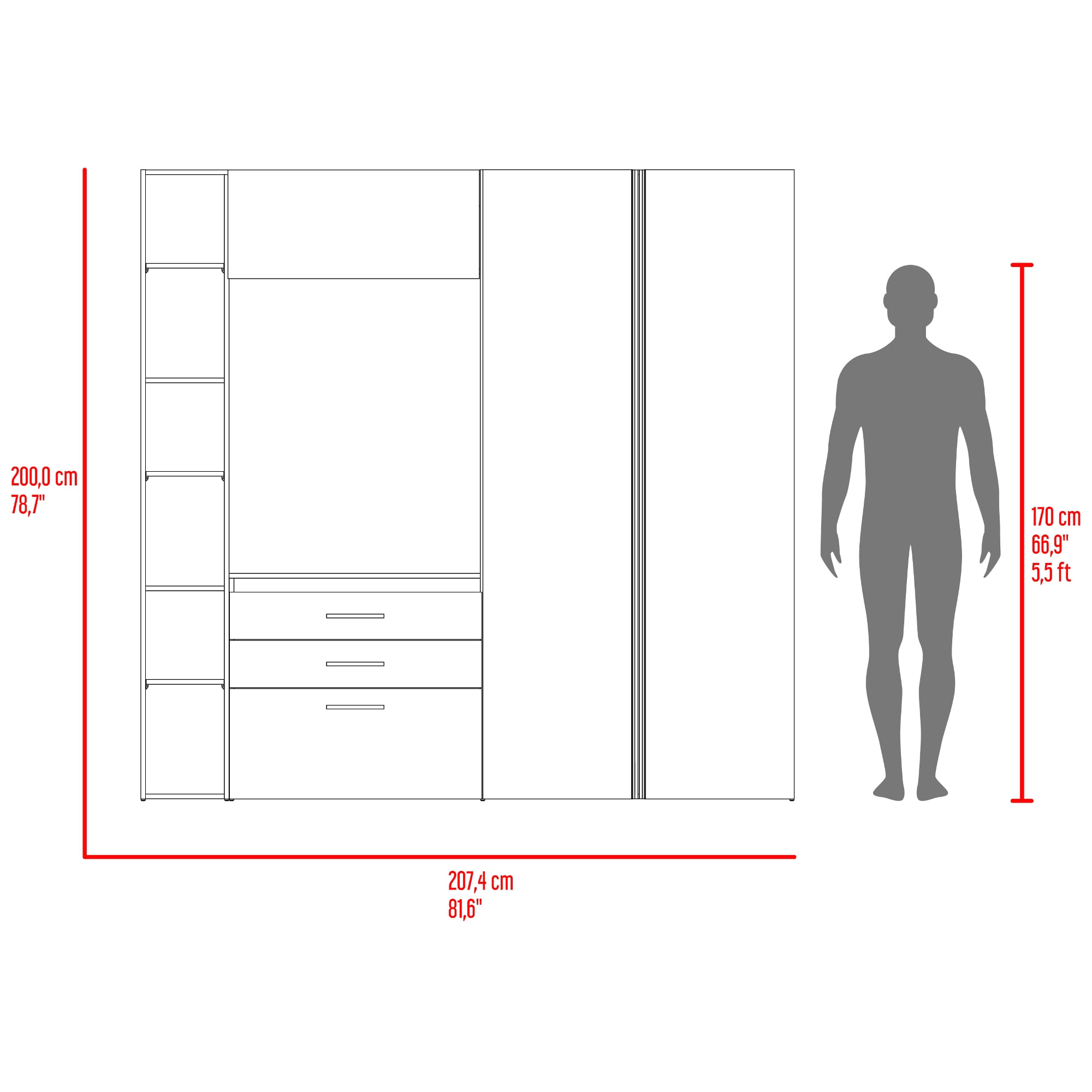 Closet Biblioteca Brunson 200X207X48 RTA Fresno Wengue - Imagen 10
