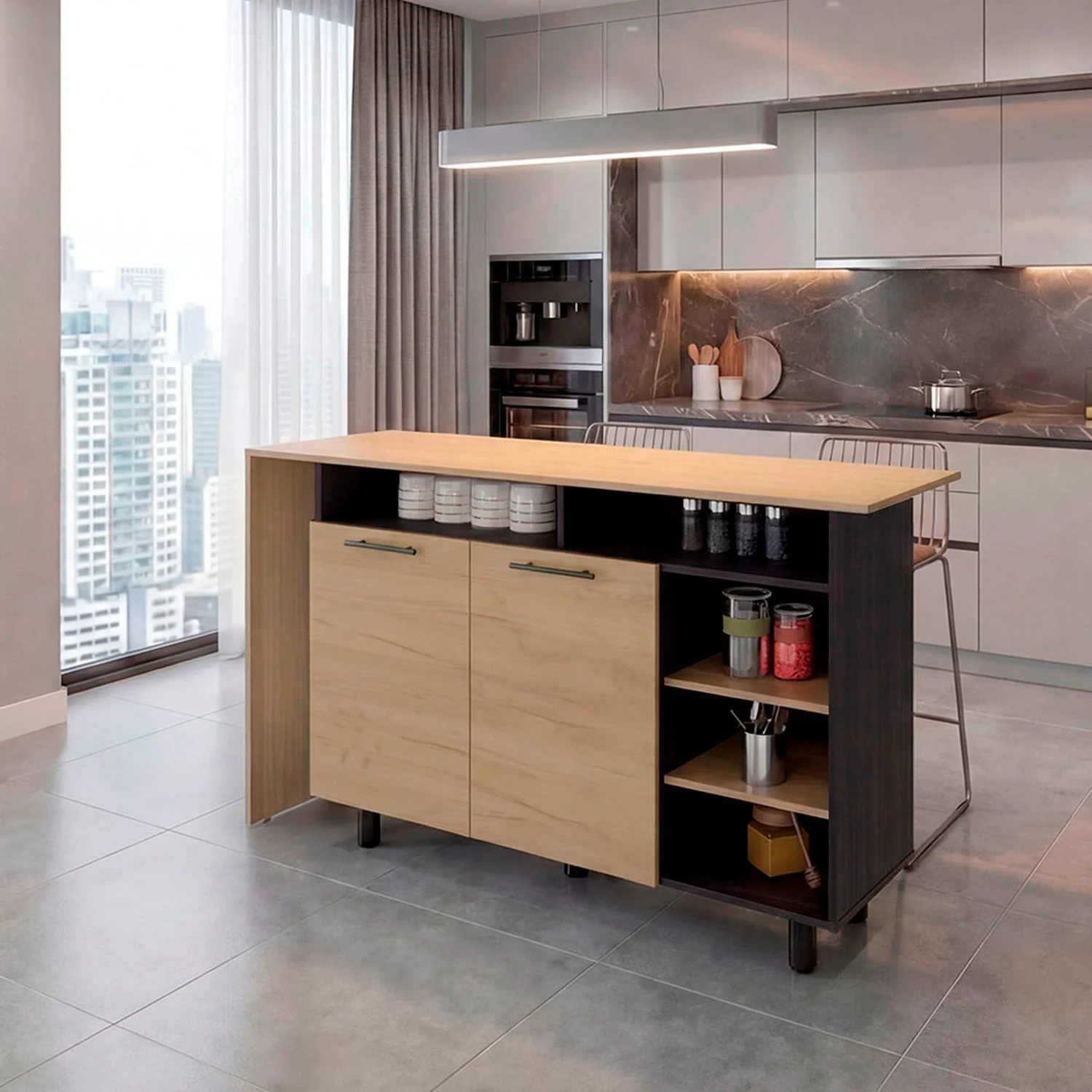 Isla de Cocina Corcega 89X150X52 RTA Wengue Fresno ZF - Imagen 2