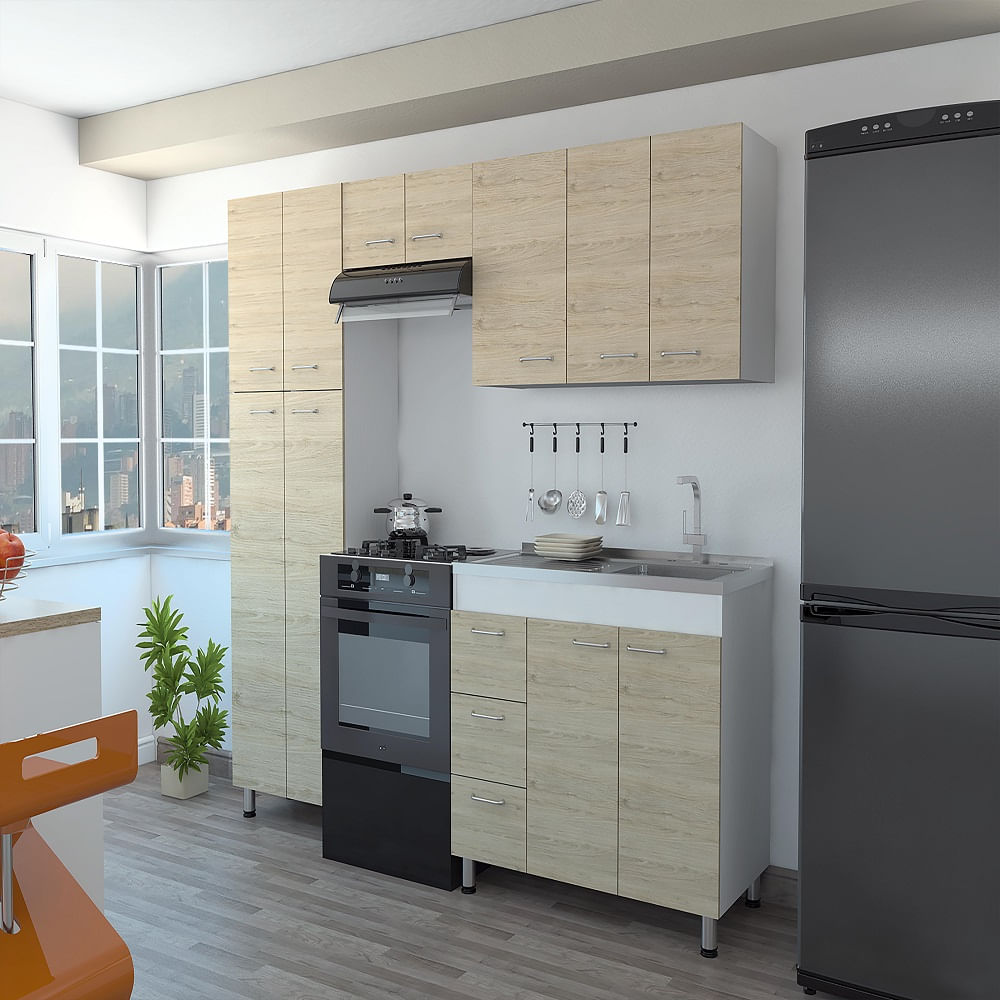 Cocina Ferreti Meson Derecho Blanco Rovere - Imagen 2