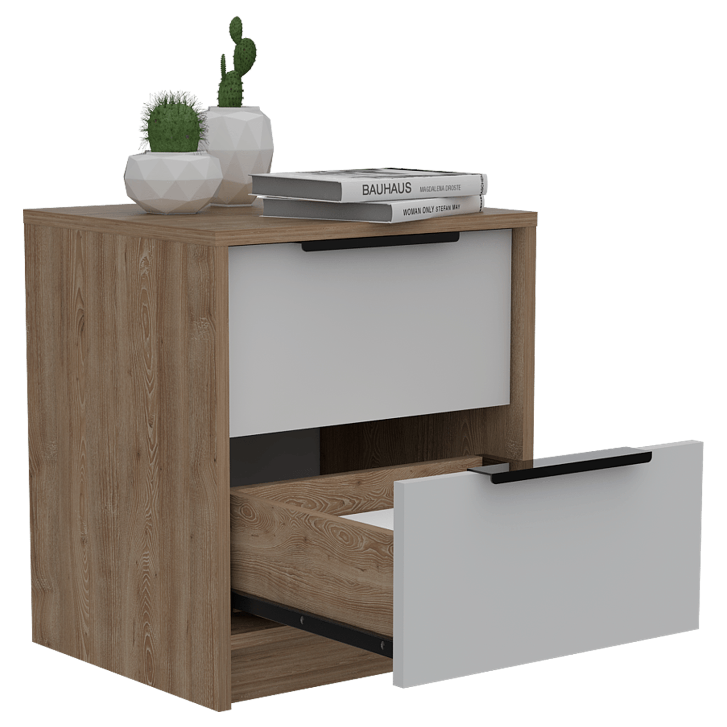 Mesa de Noche Kaia Miel Blanco - Imagen 1