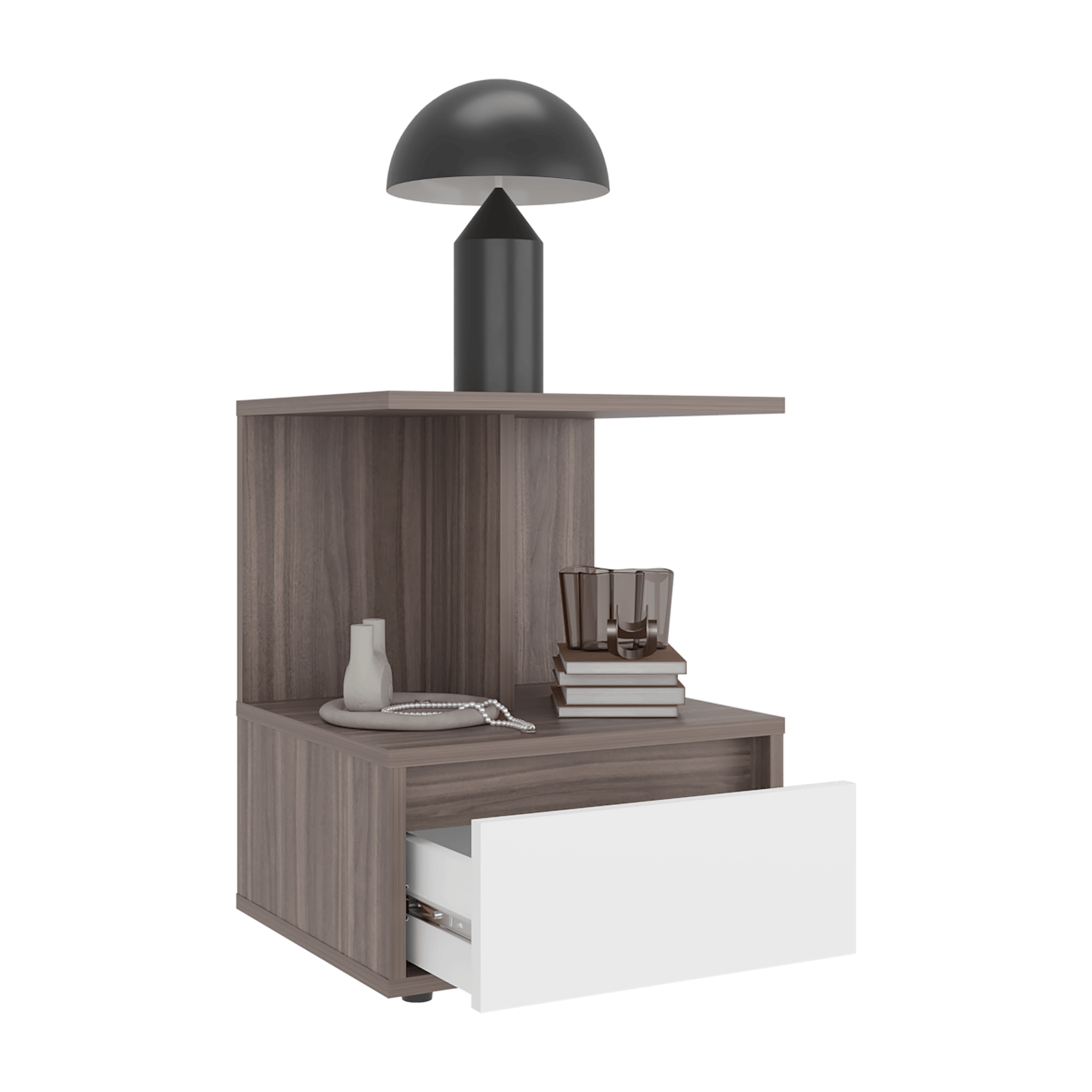 Mesa de Noche Miki 51X40X35 RTA Avellana Blanco - Imagen 1