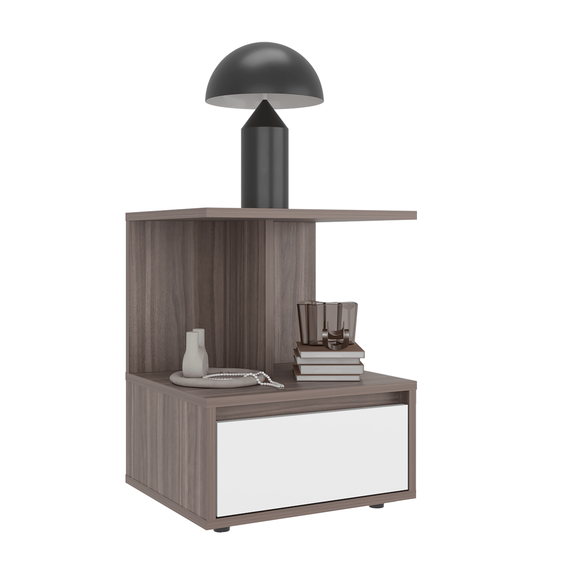 Mesa de Noche Miki 51X40X35 RTA Avellana Blanco - Imagen 2