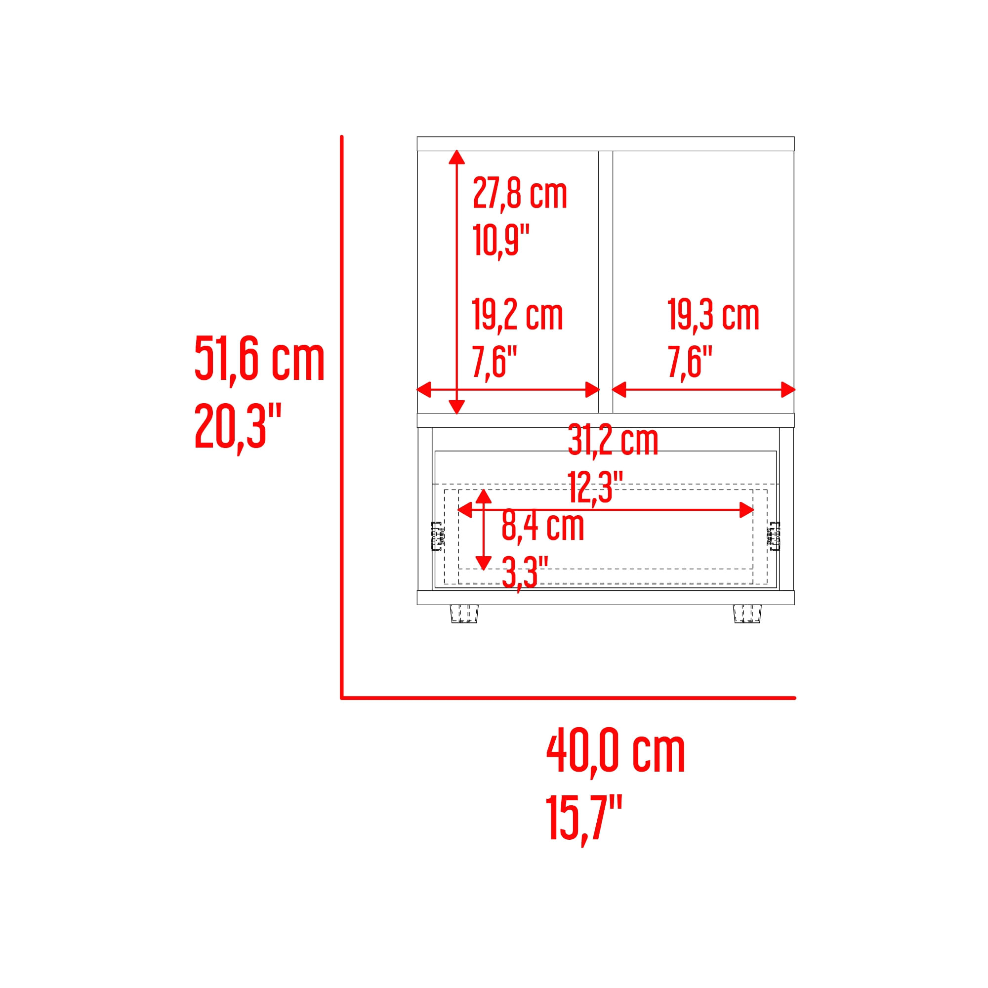 Mesa de Noche Miki 51X40X35 RTA Avellana Blanco - Imagen 7