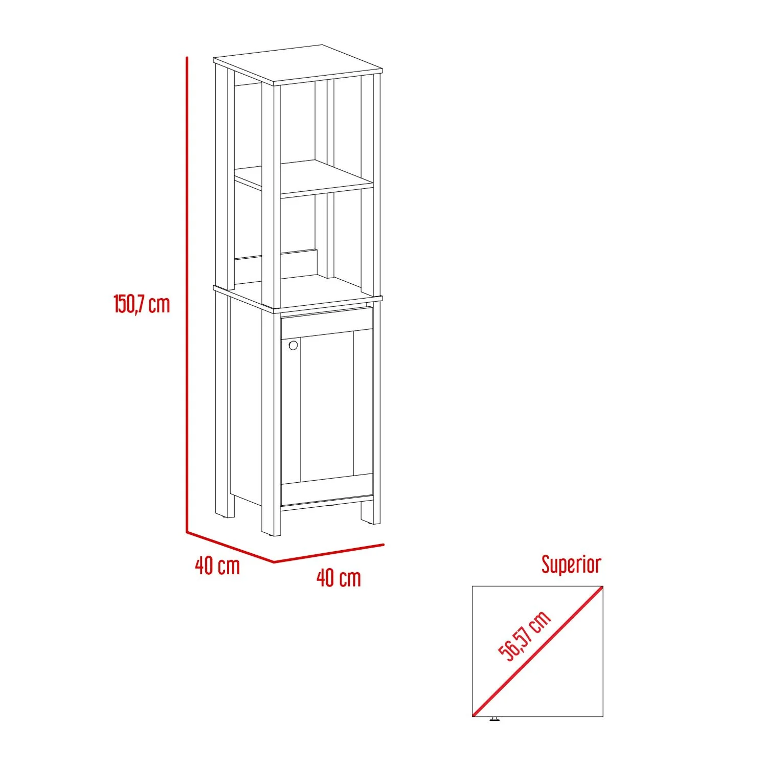 Mueble Optimizador 1 Bath Bi-color 150x40x40 RTA Blanco/Duna - Imagen 8