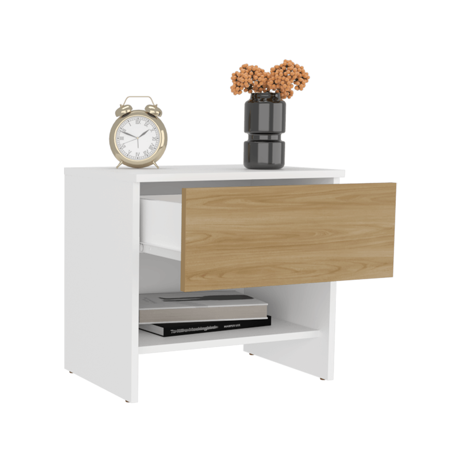 Mesa de noche Dasel 46X50X35 RTA Fresno Blanco - Imagen 1