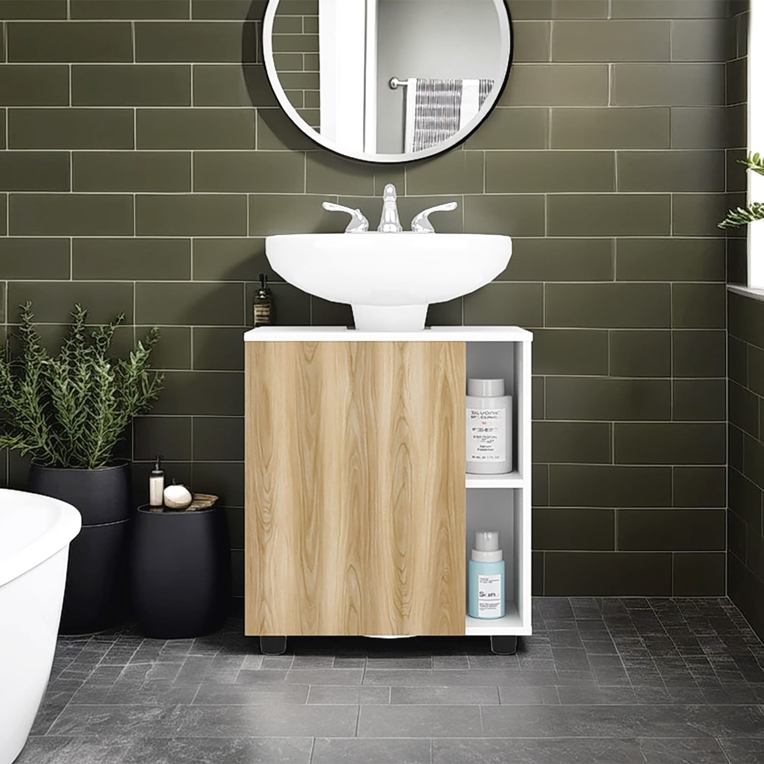 Mueble para Lavamanos Pascuale 62X55X41 RTA Blanco Fresno - Imagen 3