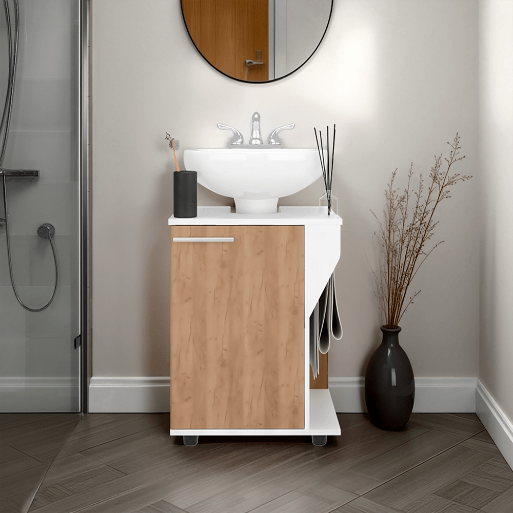 Mueble Lavamanos de Pedestal Phillips 62X56X41 RTA Blanco Fresno ZF - Imagen 3