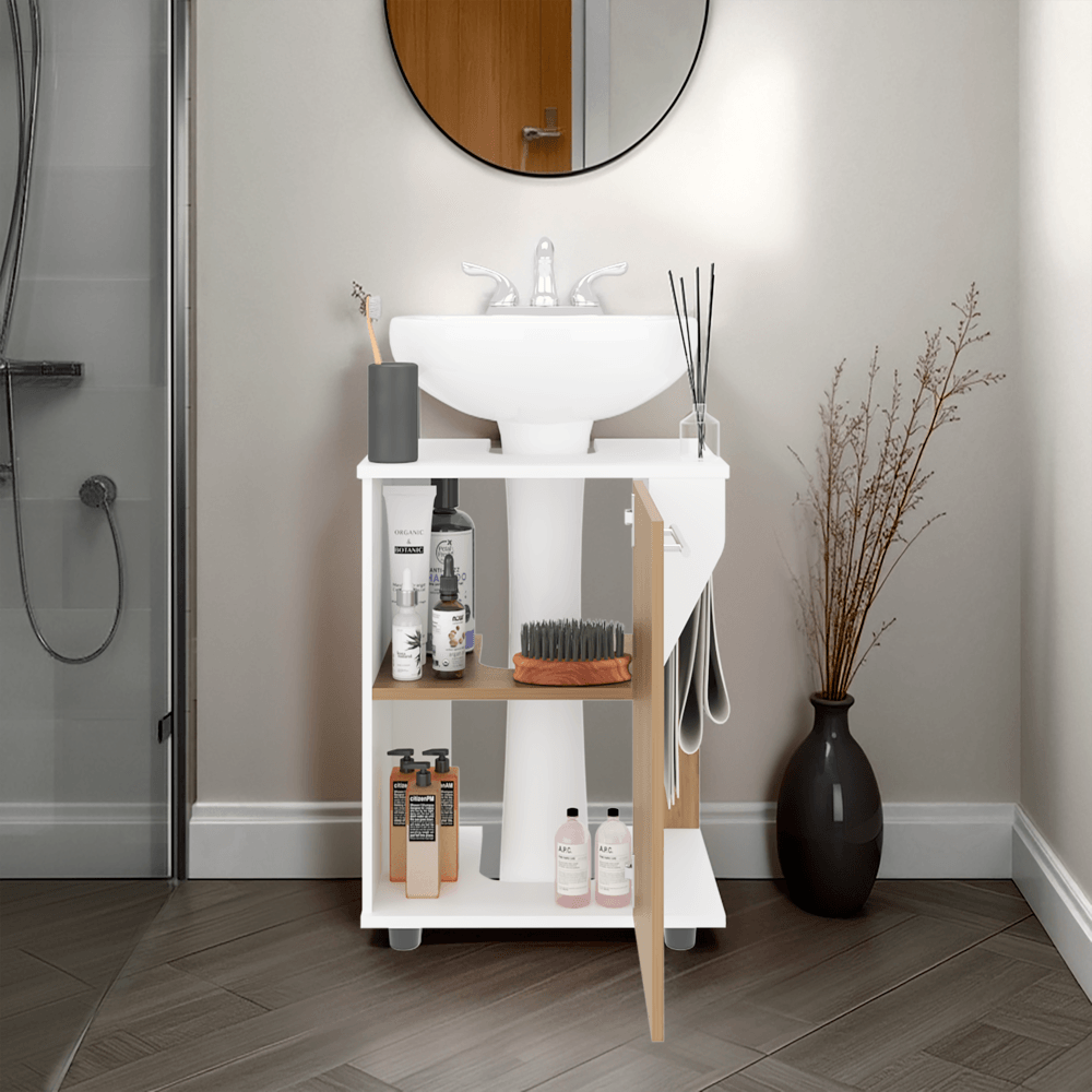 Mueble Lavamanos de Pedestal Phillips 62X56X41 RTA Blanco Fresno ZF - Imagen 2