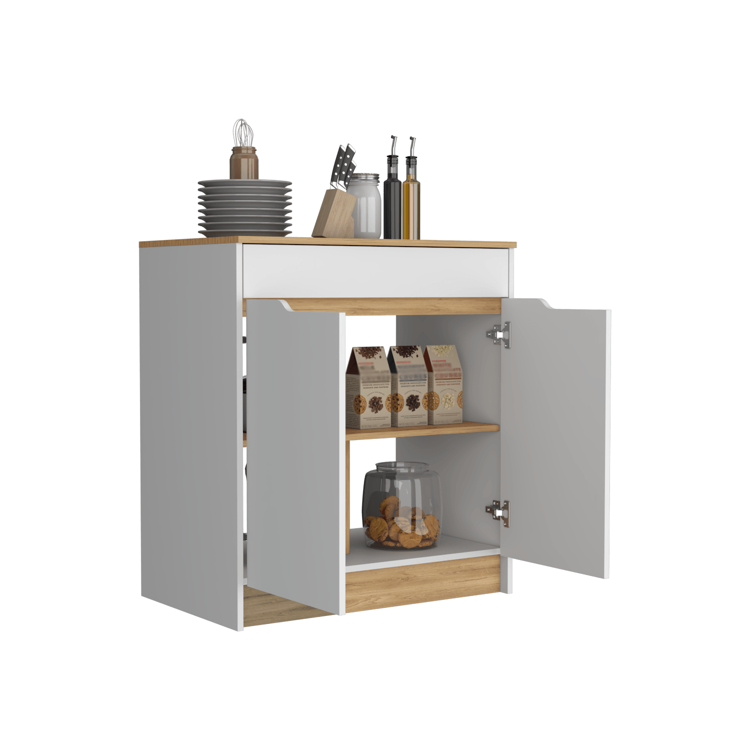 Mueble Inferior Cocina Soler 89X80 RTA Blanco Macadamia - Imagen 1