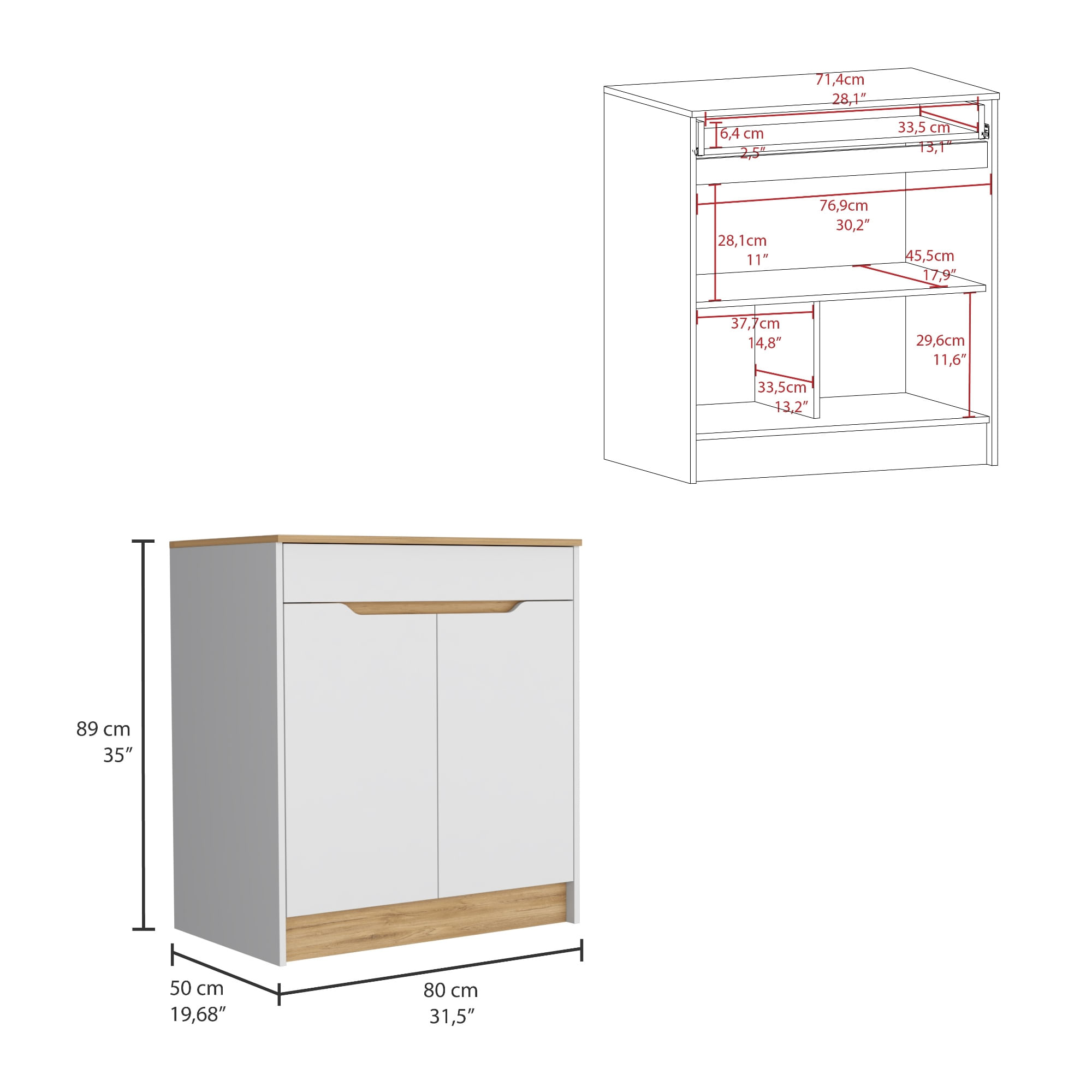 Mueble Inferior Cocina Soler 89X80 RTA Blanco Macadamia - Imagen 5