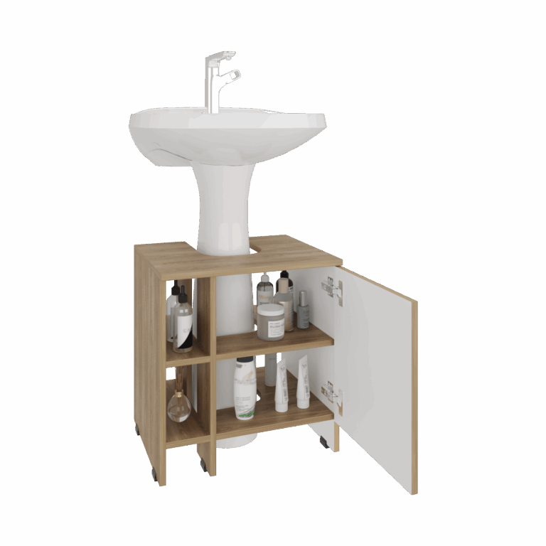 Mueble Basic para Lavamanos 50,5x47x37,4 RTA Fresno Europeo/Blanco Mqz