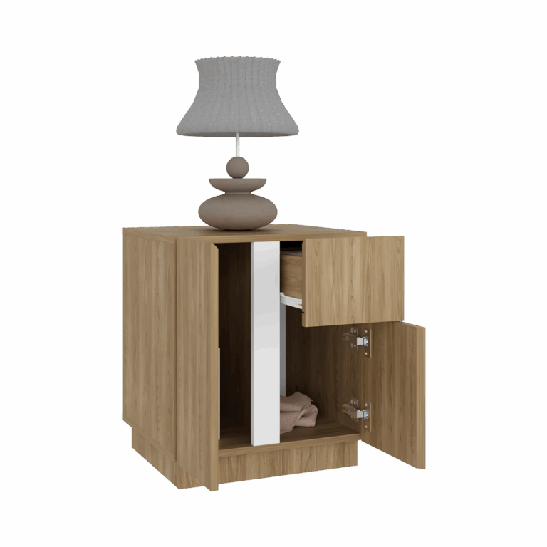 Mesa de noche Carmi 52X45X40 RTA Fresno Blanco