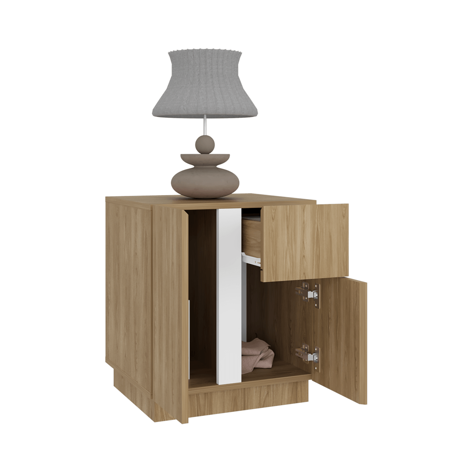 Mesa de noche Carmi 52X45X40 RTA Fresno Blanco - Imagen 1