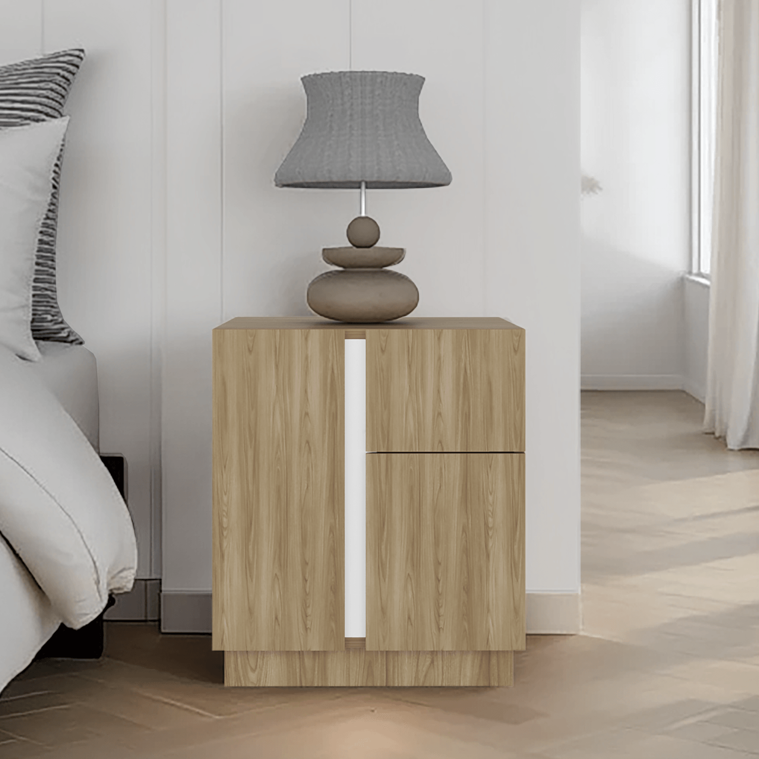 Mesa de noche Carmi 52X45X40 RTA Fresno Blanco - Imagen 3