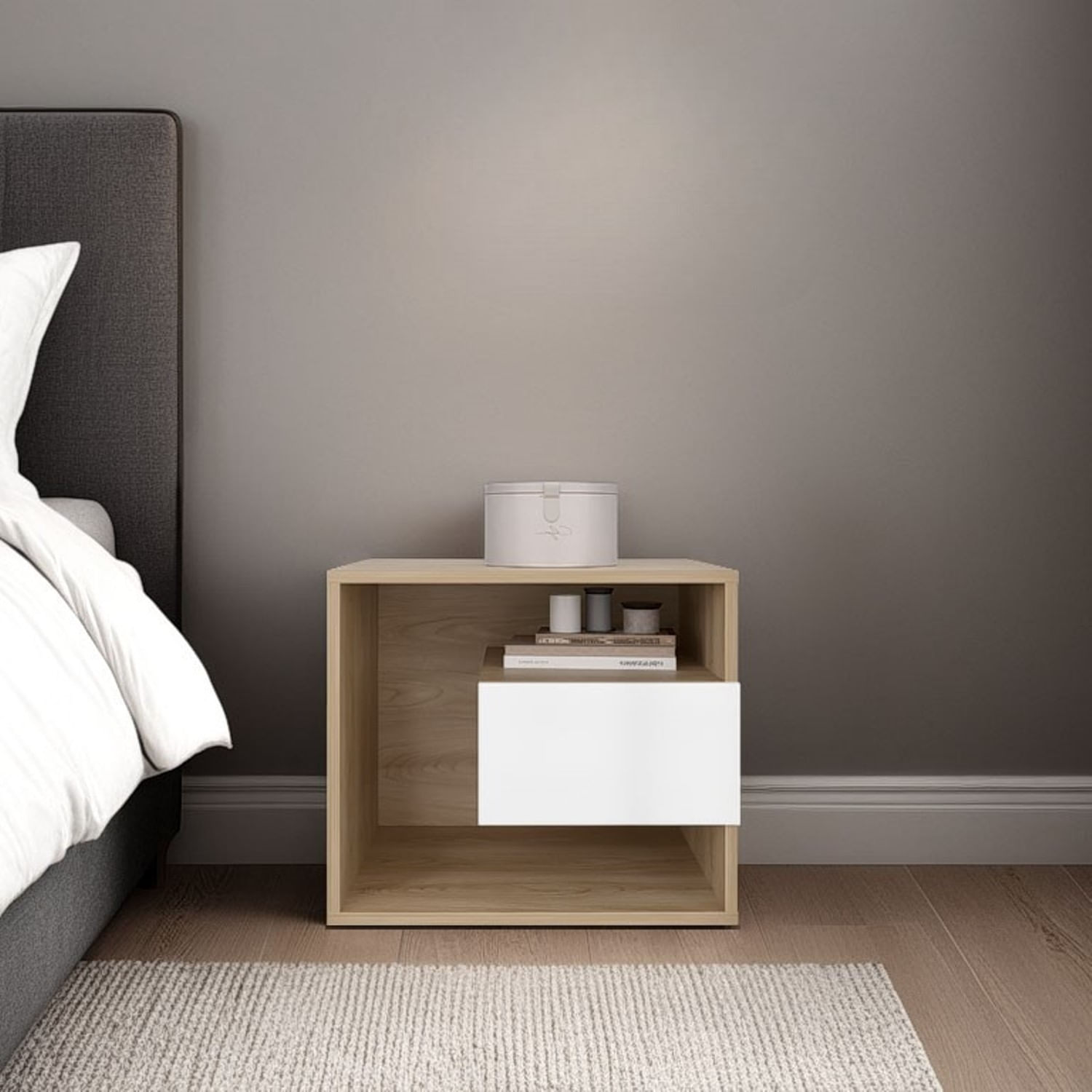Mesa de Noche  Buda 43X50X41 RTA Fresno Blanco - Imagen 3