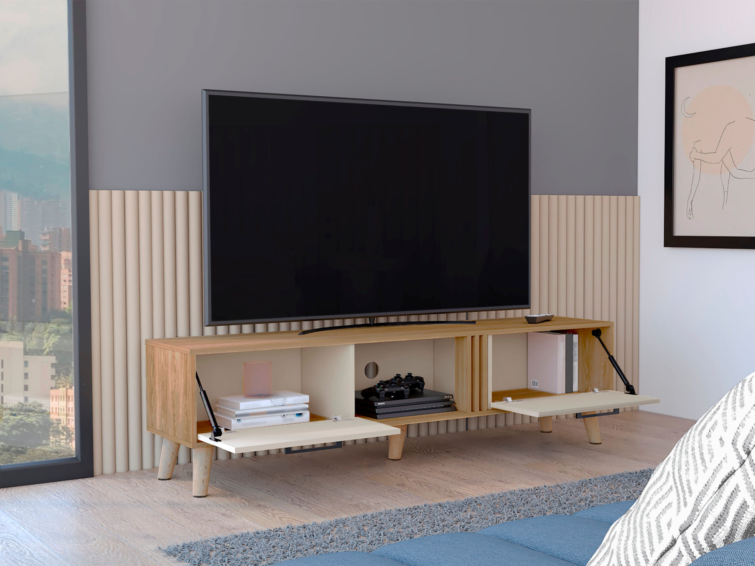 Mueble TV 70'' Vance 43X160 RTA Capri Fresno Europeo - Imagen 3