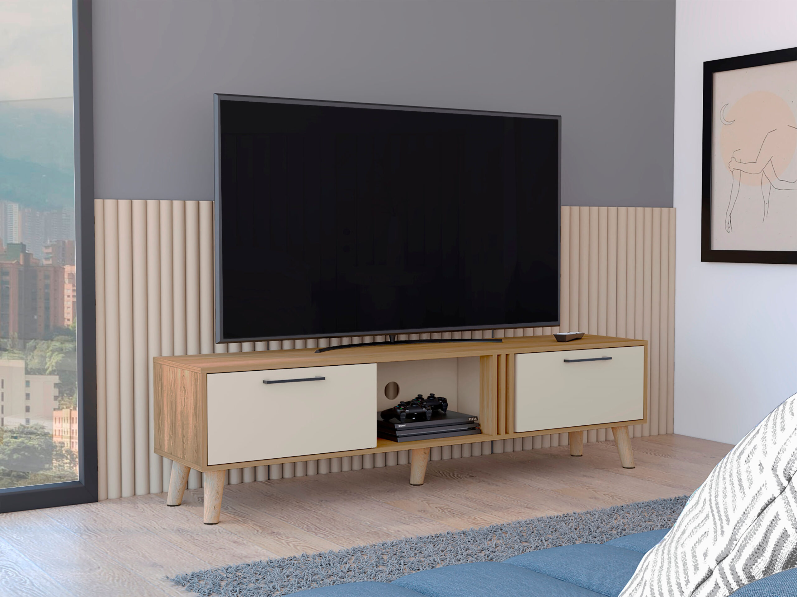 Mueble TV 70'' Vance 43X160 RTA Capri Fresno Europeo - Imagen 4