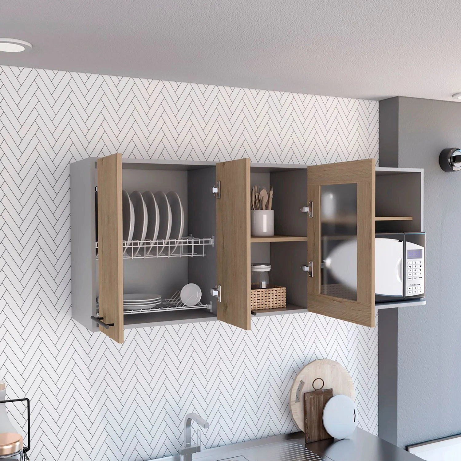 Modulo Superior 150 Kitchen Hasselt RTA Gris Rovere - Imagen 3