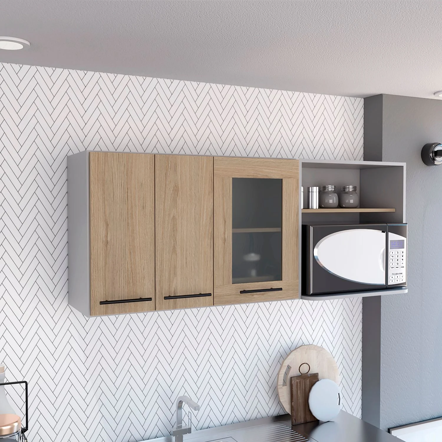Modulo Superior 150 Kitchen Hasselt RTA Gris Rovere - Imagen 4