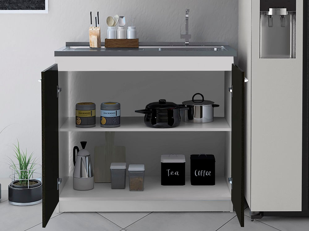 Mueble Inferior Kit Lavaplaros Napoles RTA Blanco + Wengue ZF - Imagen 4