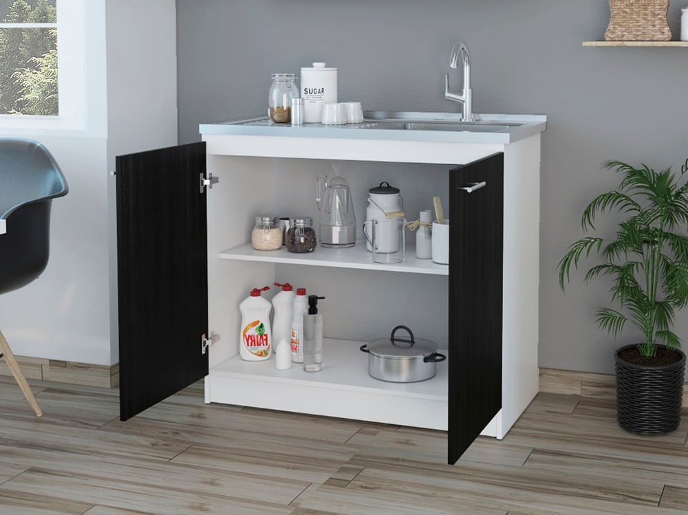Mueble Inferior Kit Lavaplaros Napoles RTA Blanco + Wengue ZF - Imagen 3