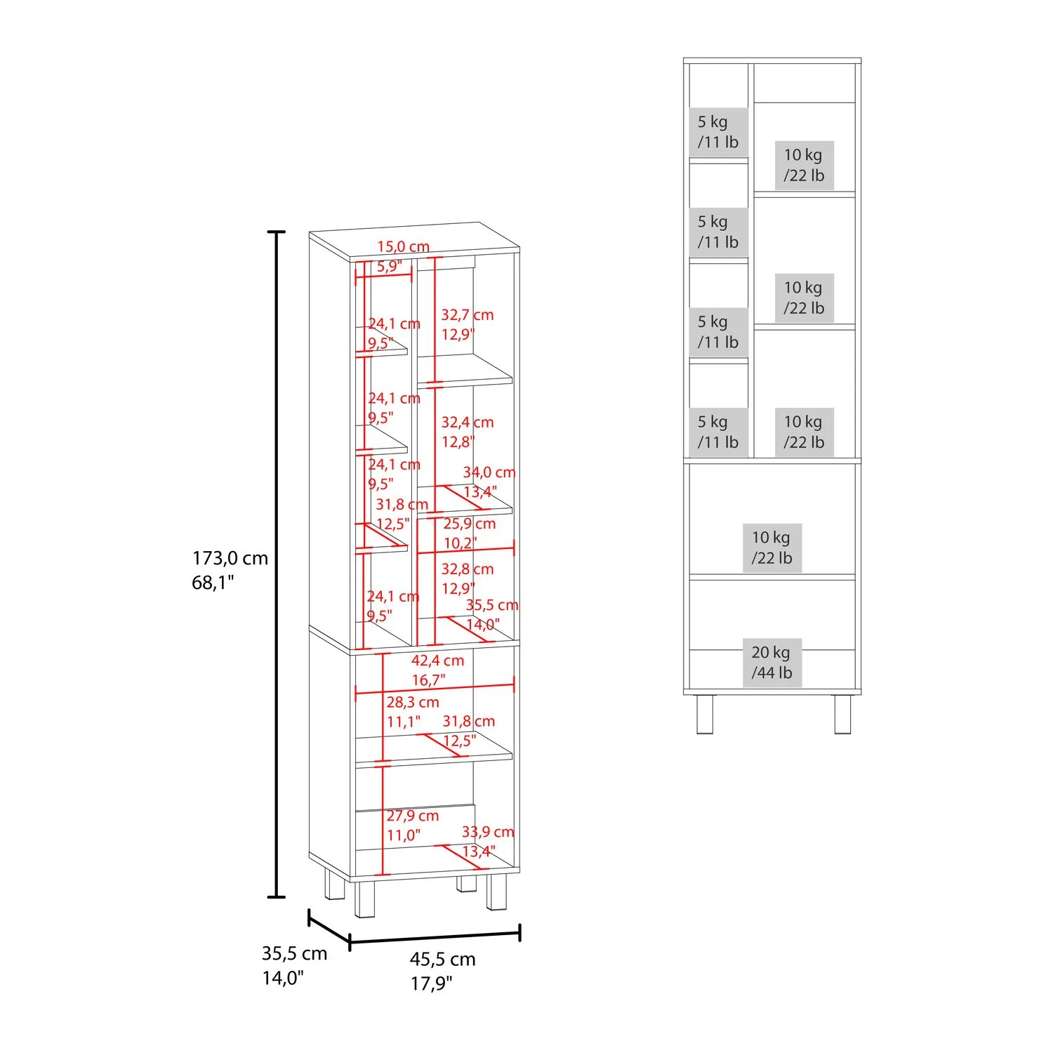 Mueble Alacena Stanton 173X45X35 RTA Blanco ZF - Imagen 7