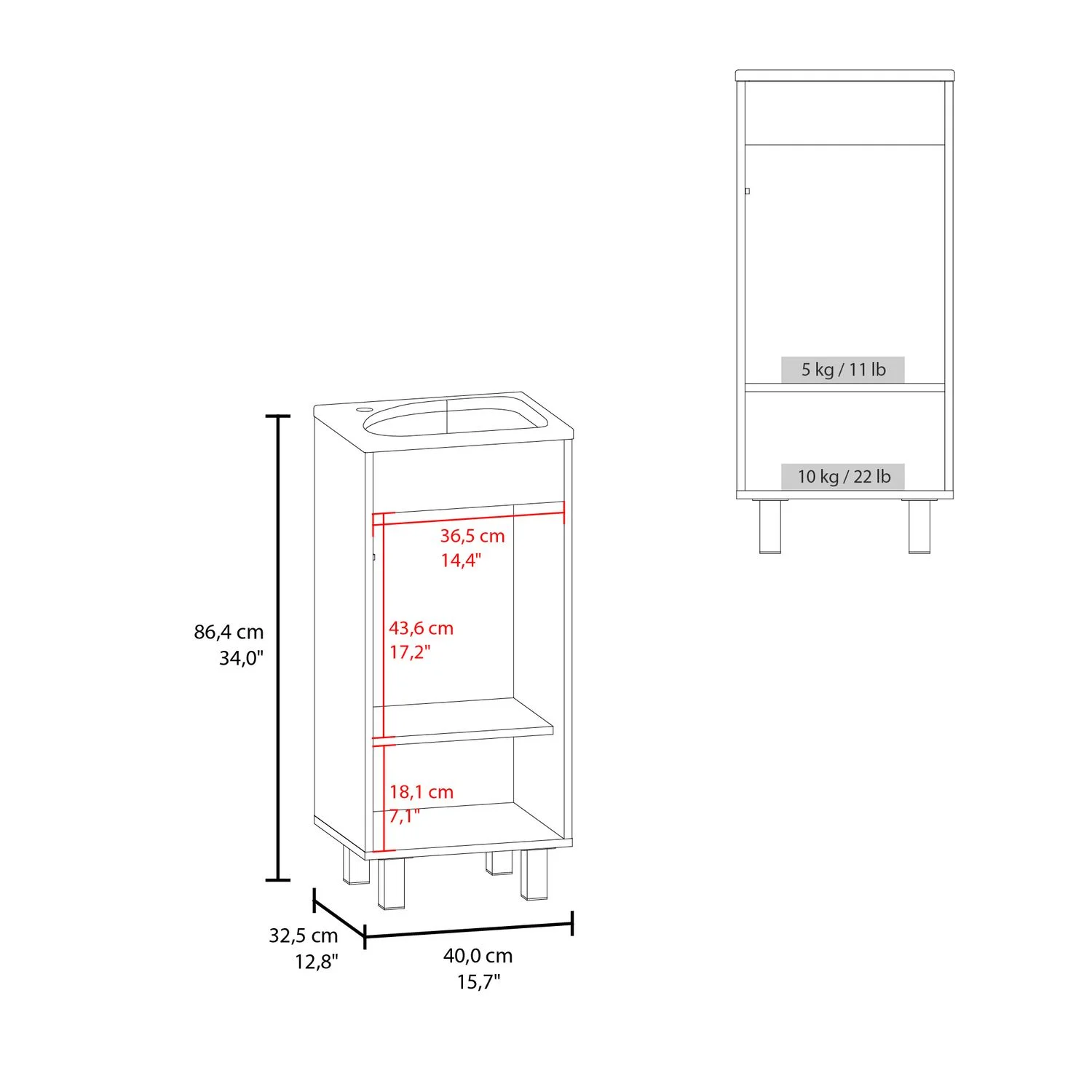 Mueble de Baño a piso Bethel 40 86x39,6x34,5 RTA BLANCO ZF - Imagen 5