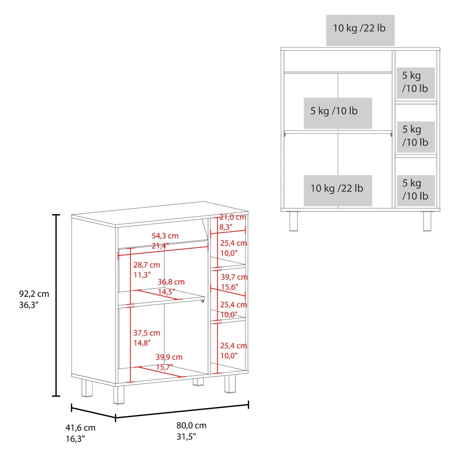 Mueble Microondas Cesena 92X80X41 RTA Blanco ZF - Imagen 7
