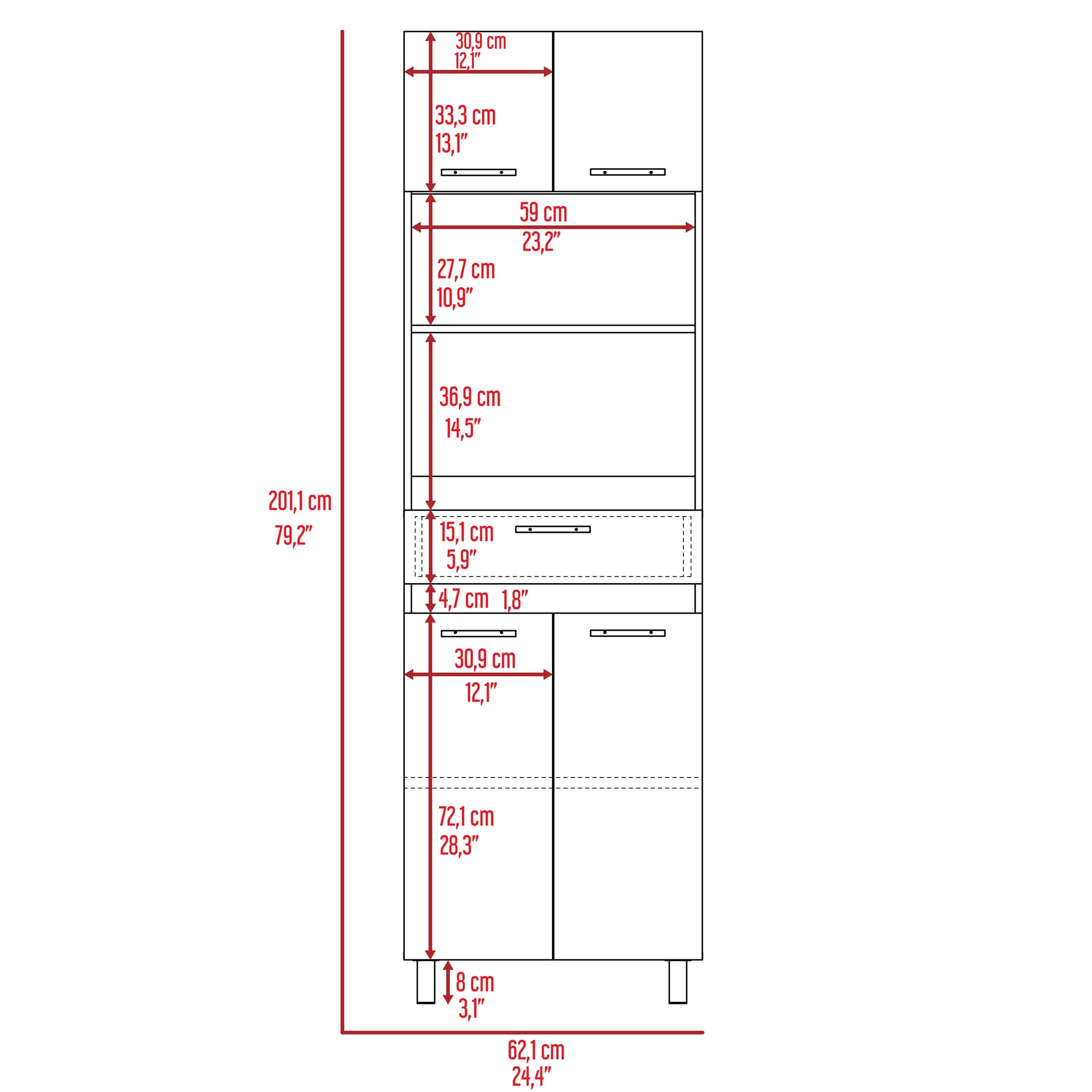 Modulo Microondas Caribe 200X62X40 RTA Blanco ZF - Imagen 6