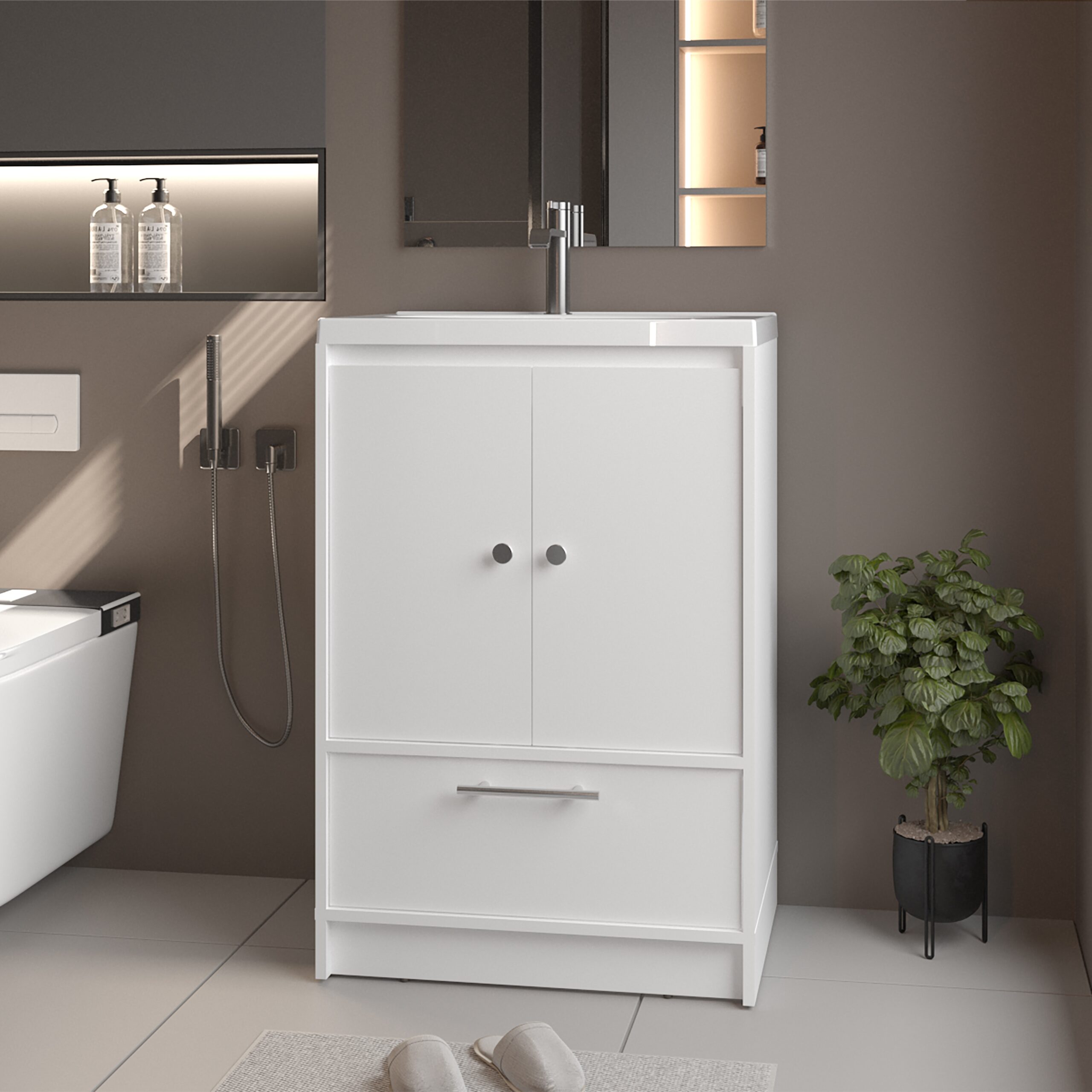Mueble para Lavamanos Madison 60 a Piso 89X60X45 RTA Blanco Mqz ZF - Imagen 3