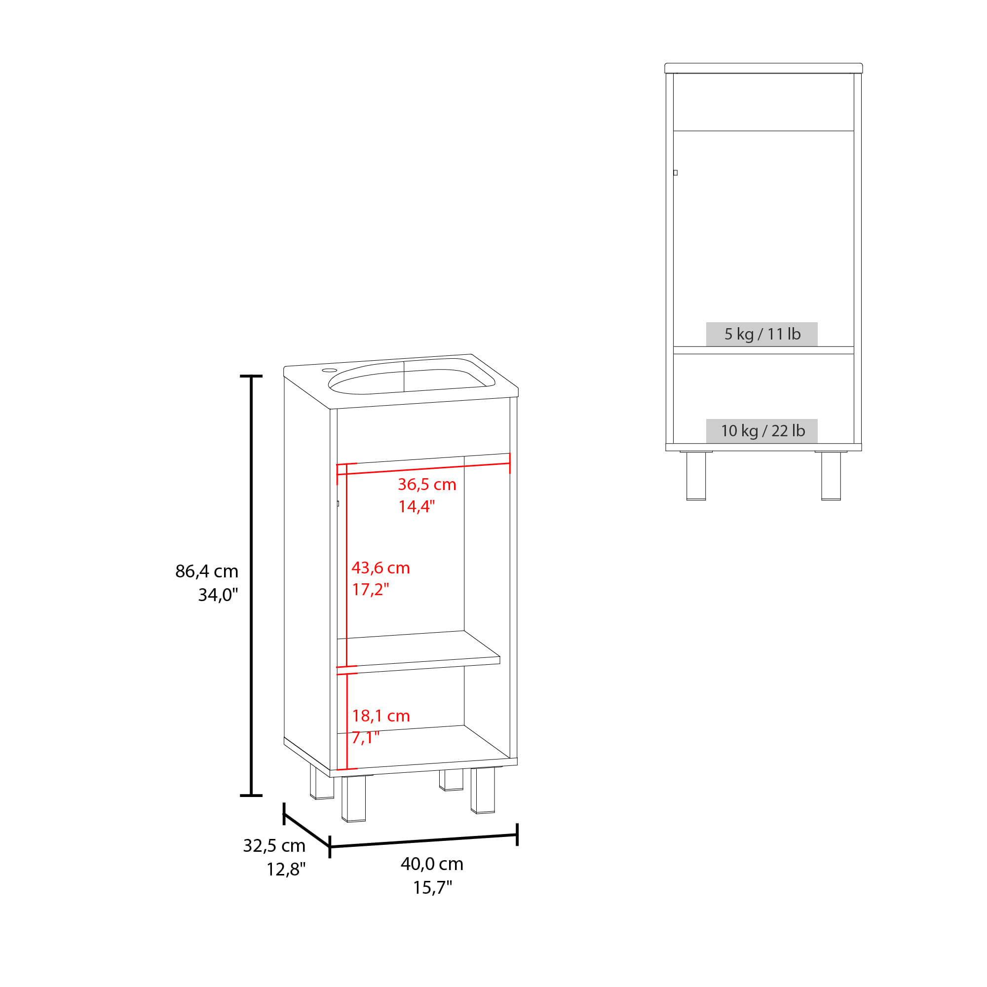 Mueble Lavamanos Bethel 86X40X32 RTA Blanco ZF - Imagen 8