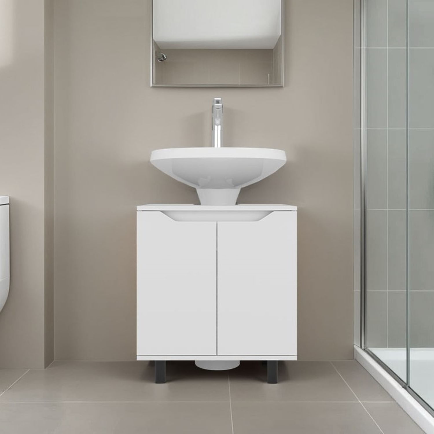 Mueble Lavamos de Pedestal Marlo 63X55X41 RTA Blanco - Imagen 2