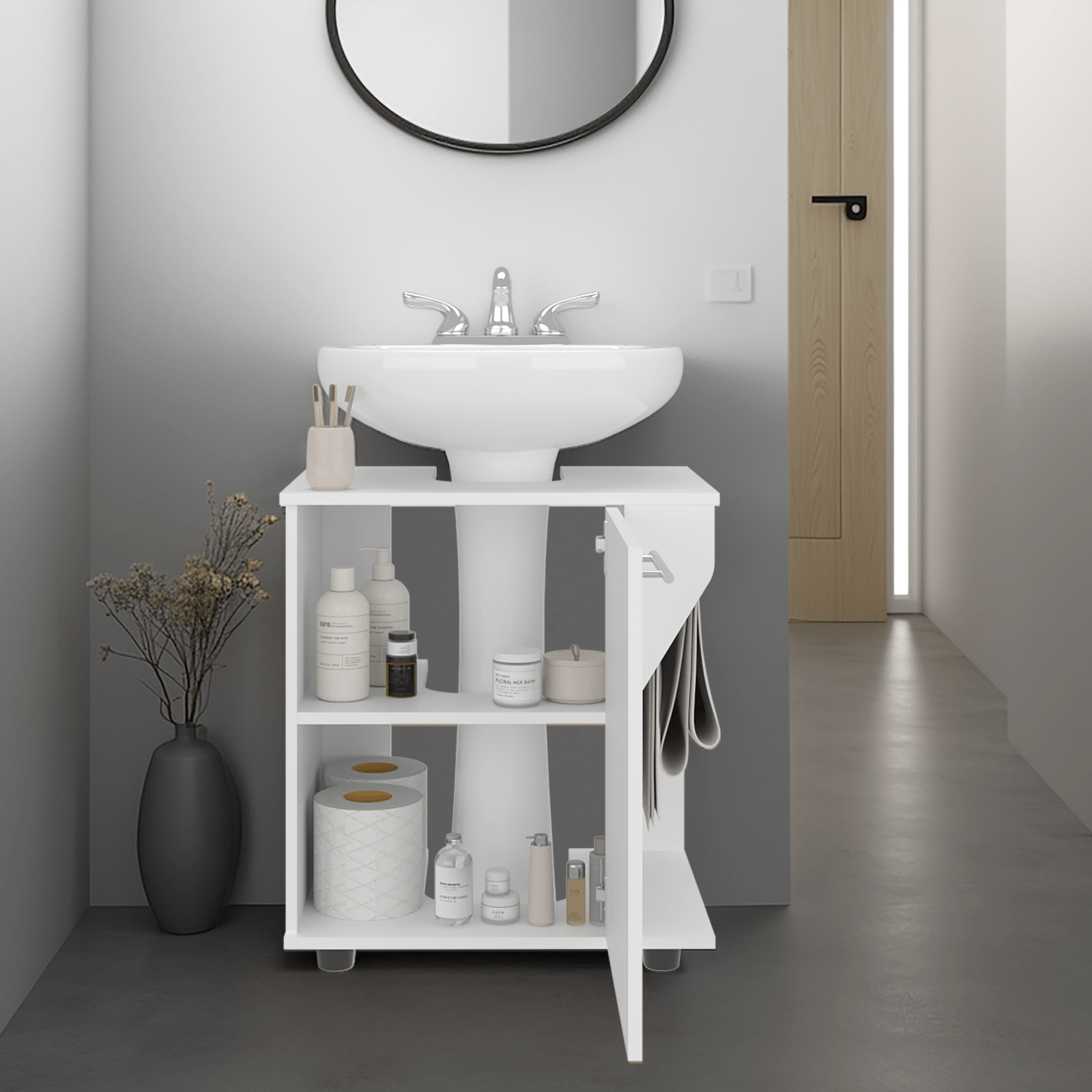 Mueble Lavamanos de Pedestal Phillips 62X56X41 RTA Blanco - Imagen 3