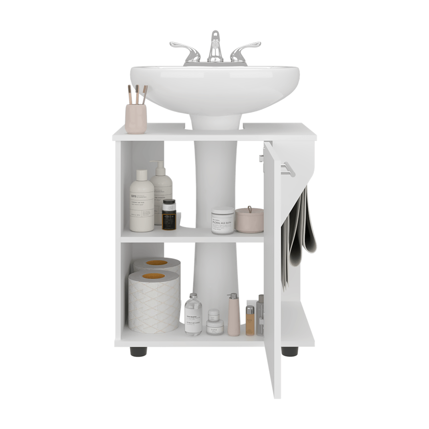 Mueble Lavamanos de Pedestal Phillips 62X56X41 RTA Blanco - Imagen 4