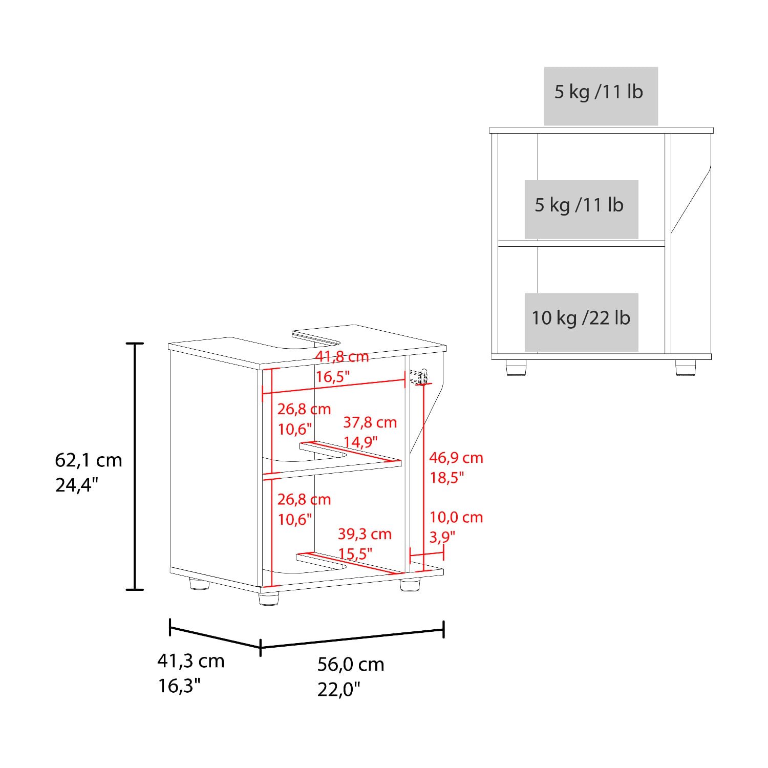 Mueble Lavamanos de Pedestal Phillips 62X56X41 RTA Blanco - Imagen 8