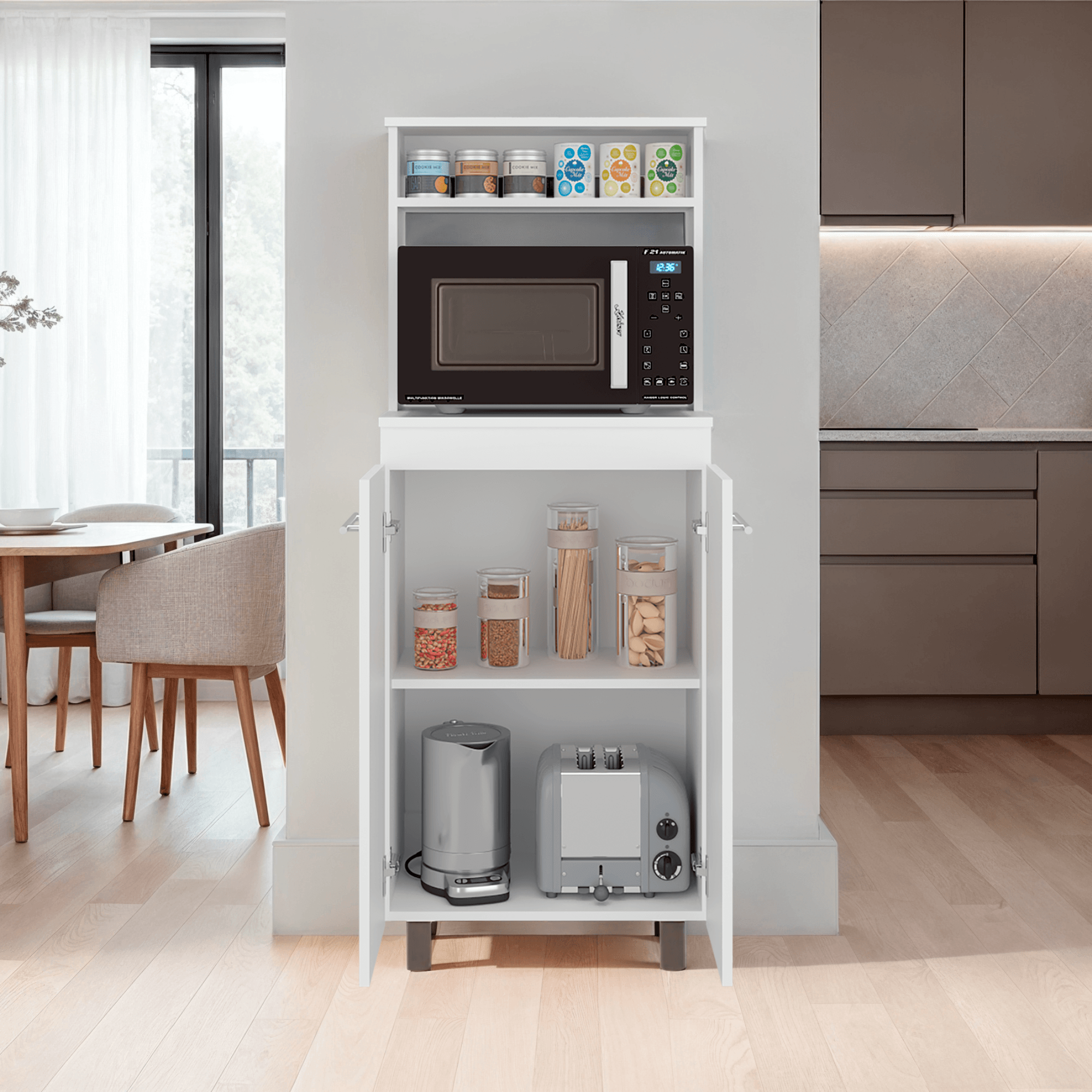 Mueble Microondas Alani 140X60X35 RTA Blanco ZF - Imagen 2