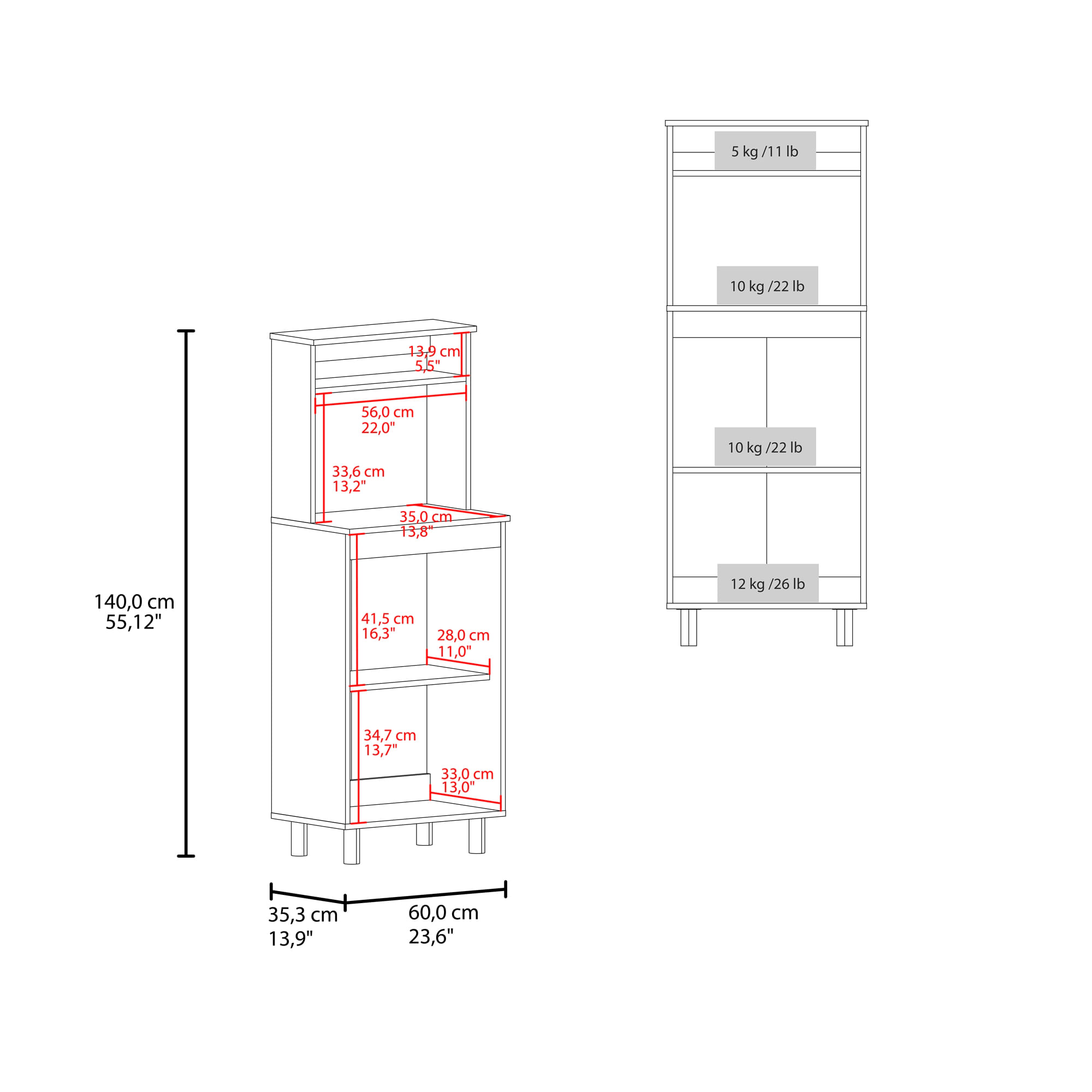 Mueble Microondas Alani 140X60X35 RTA Blanco ZF - Imagen 8