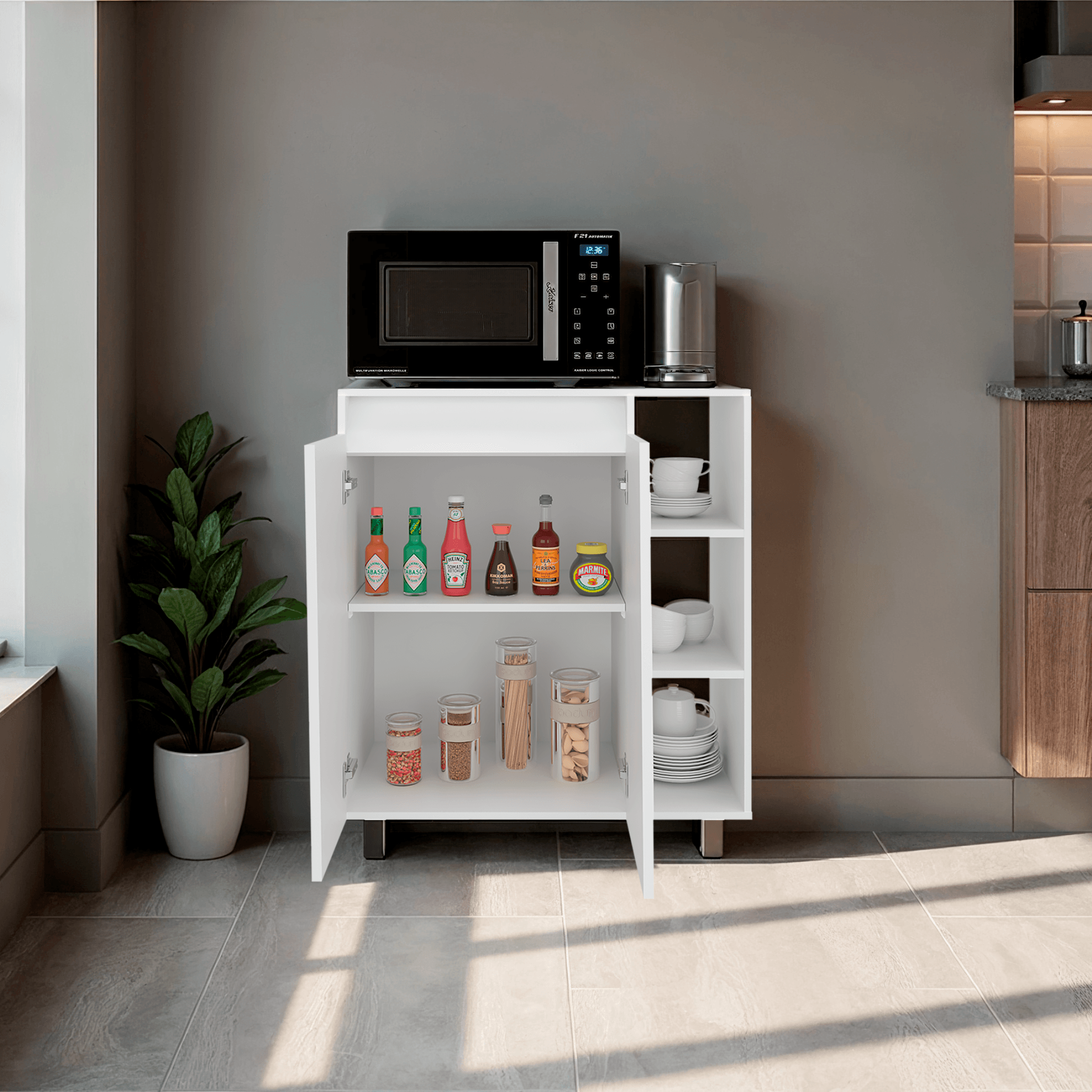 Mueble Microondas Cesena 92X80X41 RTA Blanco ZF - Imagen 2
