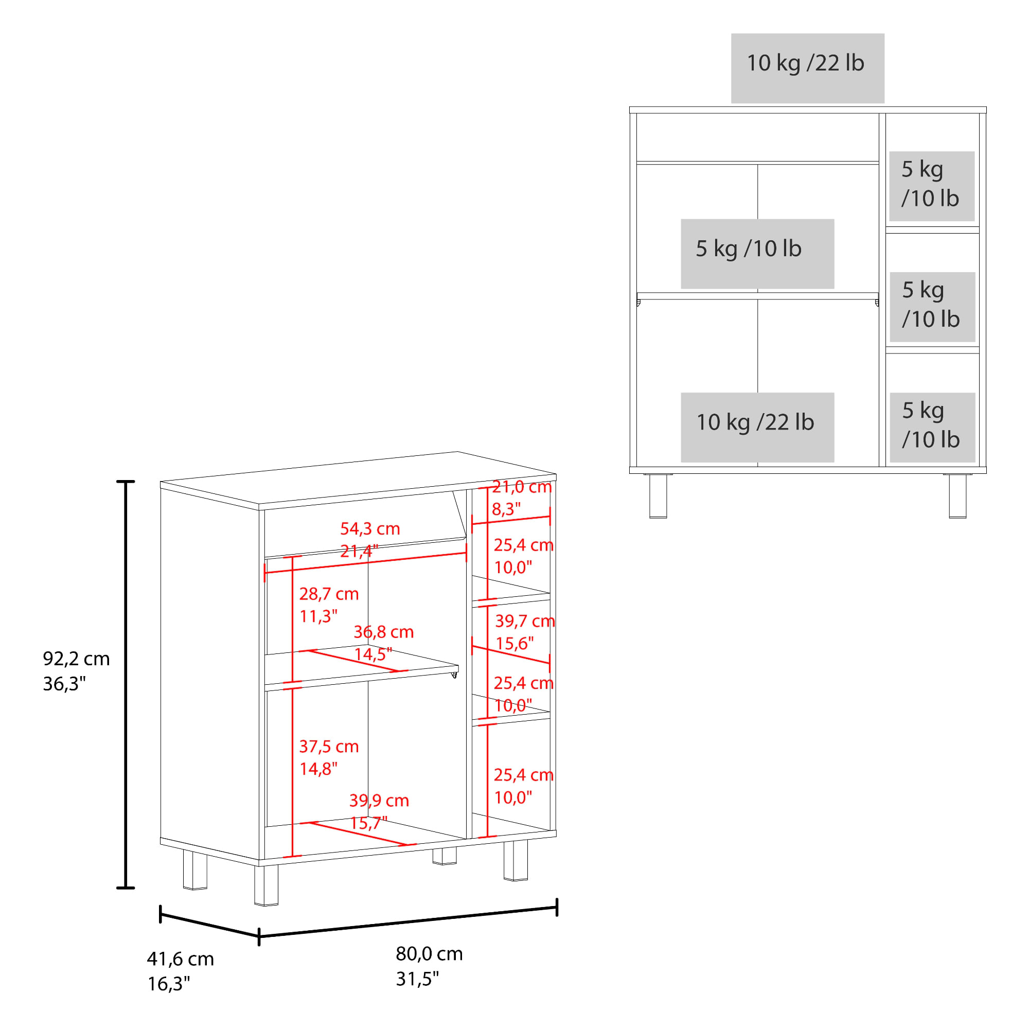 Mueble Microondas Cesena 92X80X41 RTA Blanco ZF - Imagen 7
