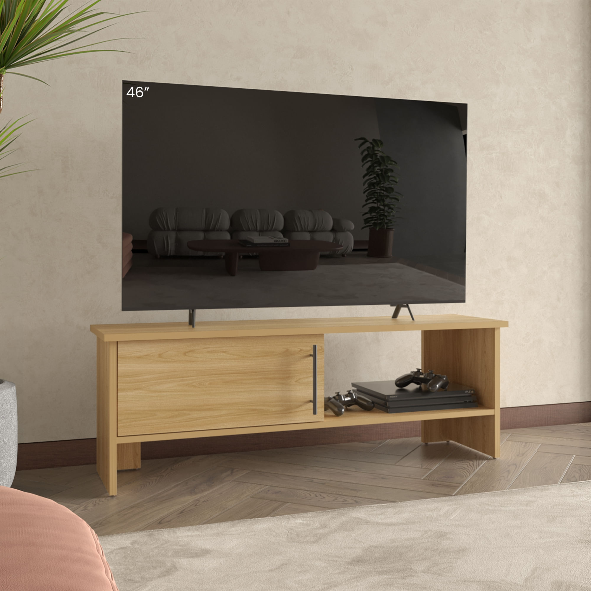 Mesa de Tv Navia con Puerta 42X120X31 RTA Fresno Eu ZF - Imagen 2