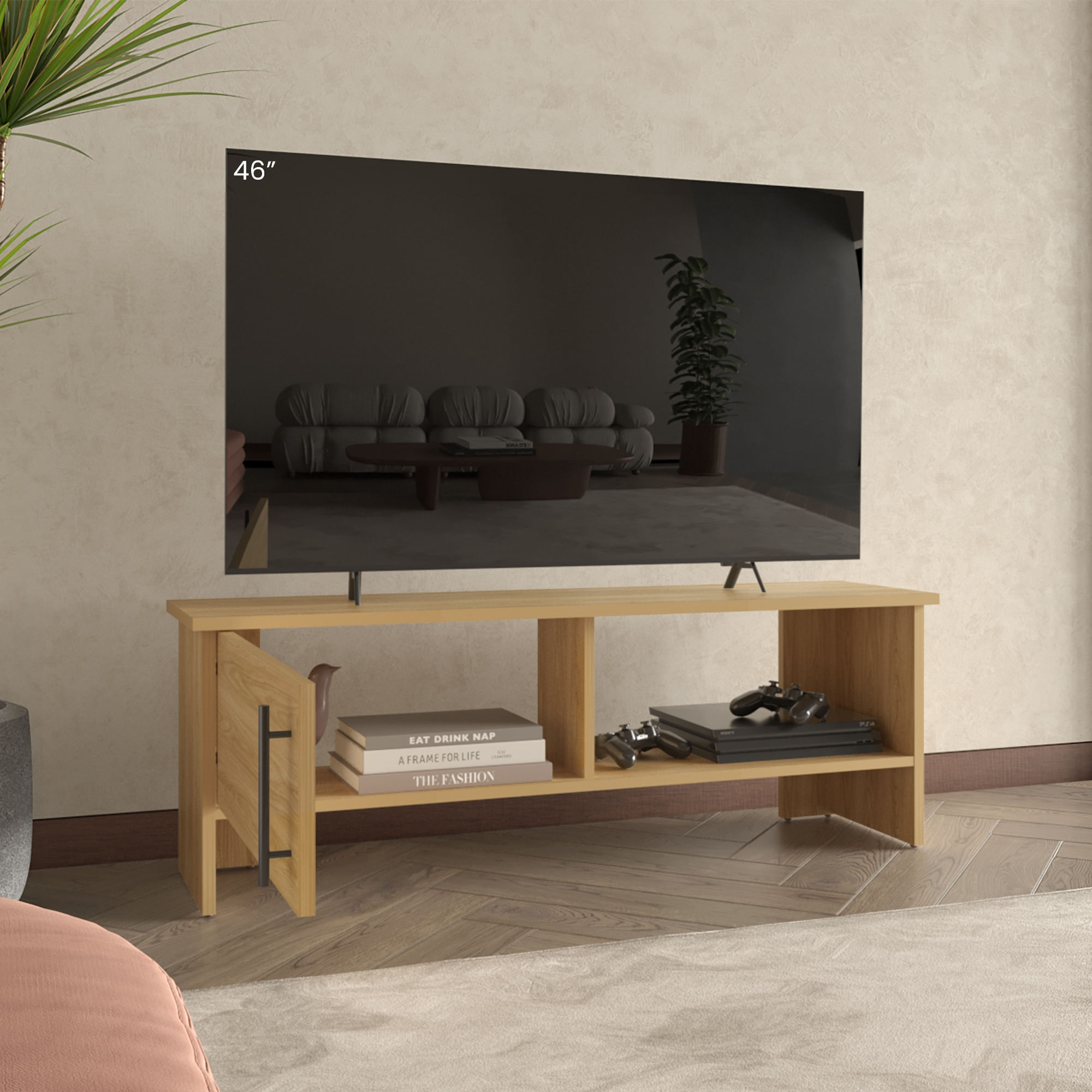 Mesa de Tv Navia con Puerta 42X120X31 RTA Fresno Eu ZF - Imagen 3