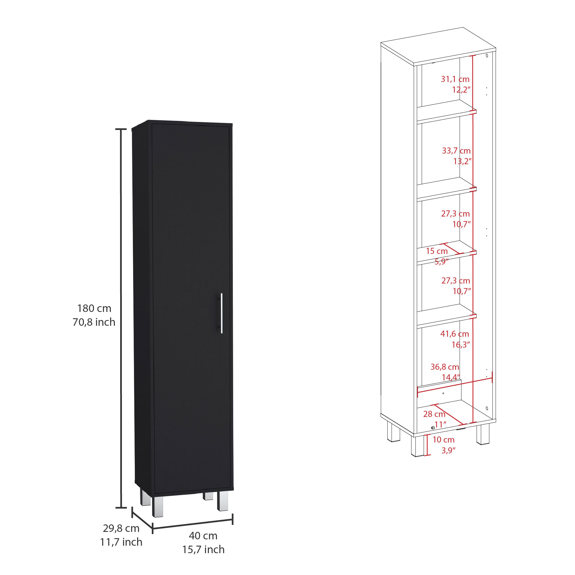 Mueble de Aseo Laska 180X40X30 RTA Wengue ZF - Imagen 5
